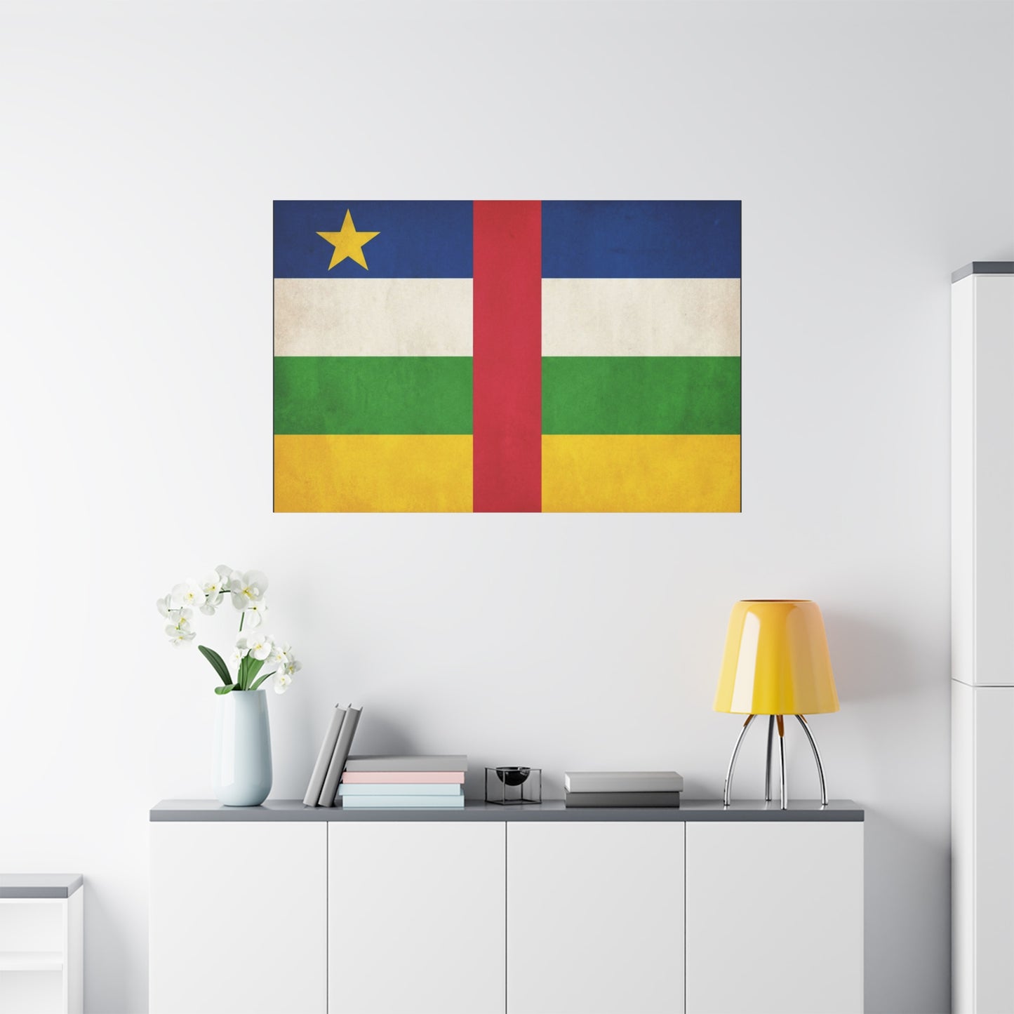 Central African Republic Flag Canvas Wall Art - Vintage National Pride Decor, Patriotic Color Block Print - Traditional Style - Living Room Wall Decor, Bedroom Home Decoration - Modern Farmhouse Style