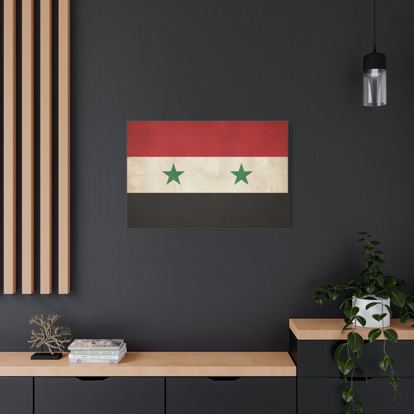 Syrian Flag Canvas Wall Art - Vintage Syria Flag Print, Distressed Patriotic Decor - Matte Canvas Wall Hanging - Living Room Home Decoration, Office Accent - Bedroom Home Decoration - Ready to Hang