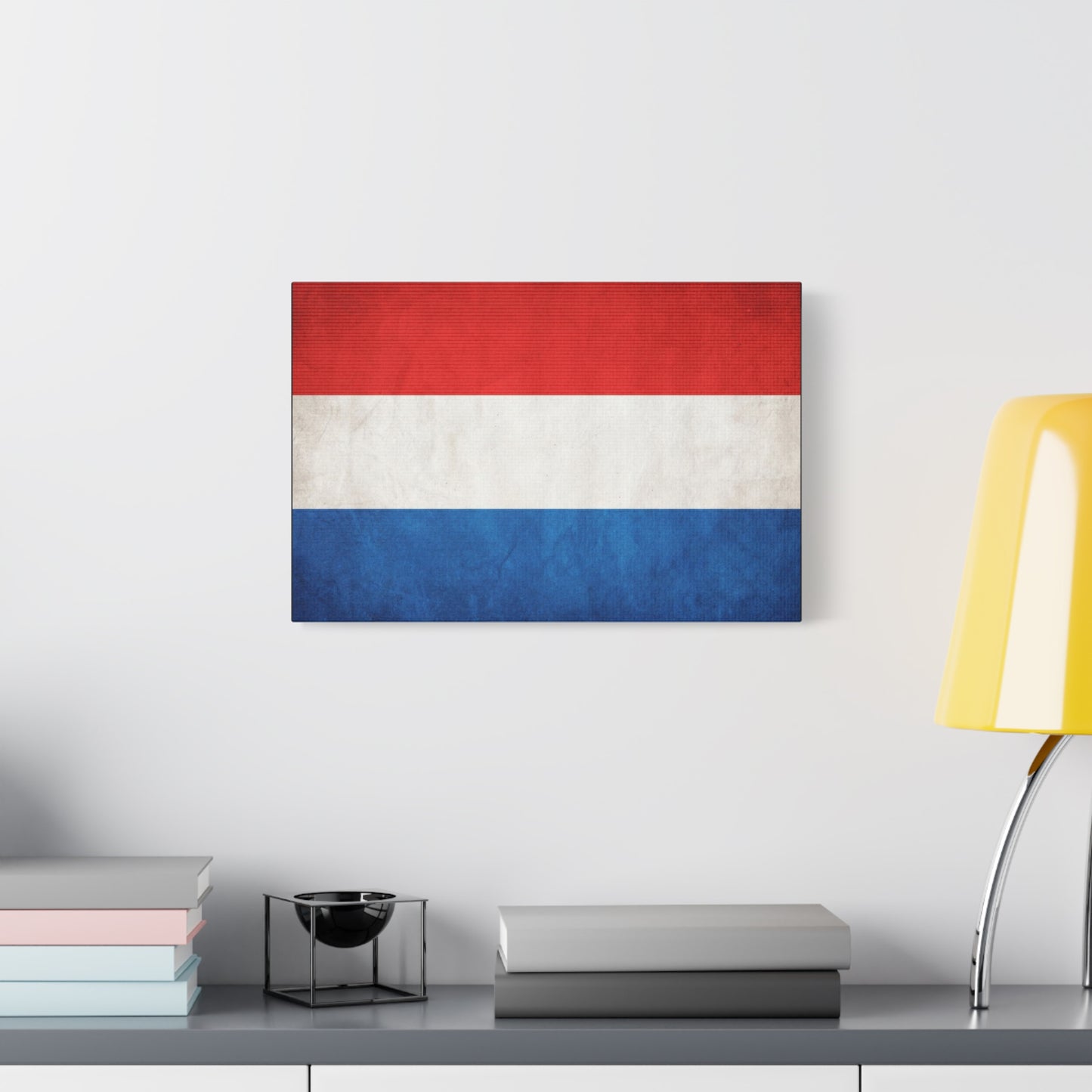 Netherlands Flag Canvas Wall Art - Dutch Tricolor Country Pride Decor, Vintage Style Cotton Print - Living Room Wall Decor, Office Accent - Bedroom Home Decoration - Bedroom Home Decoration