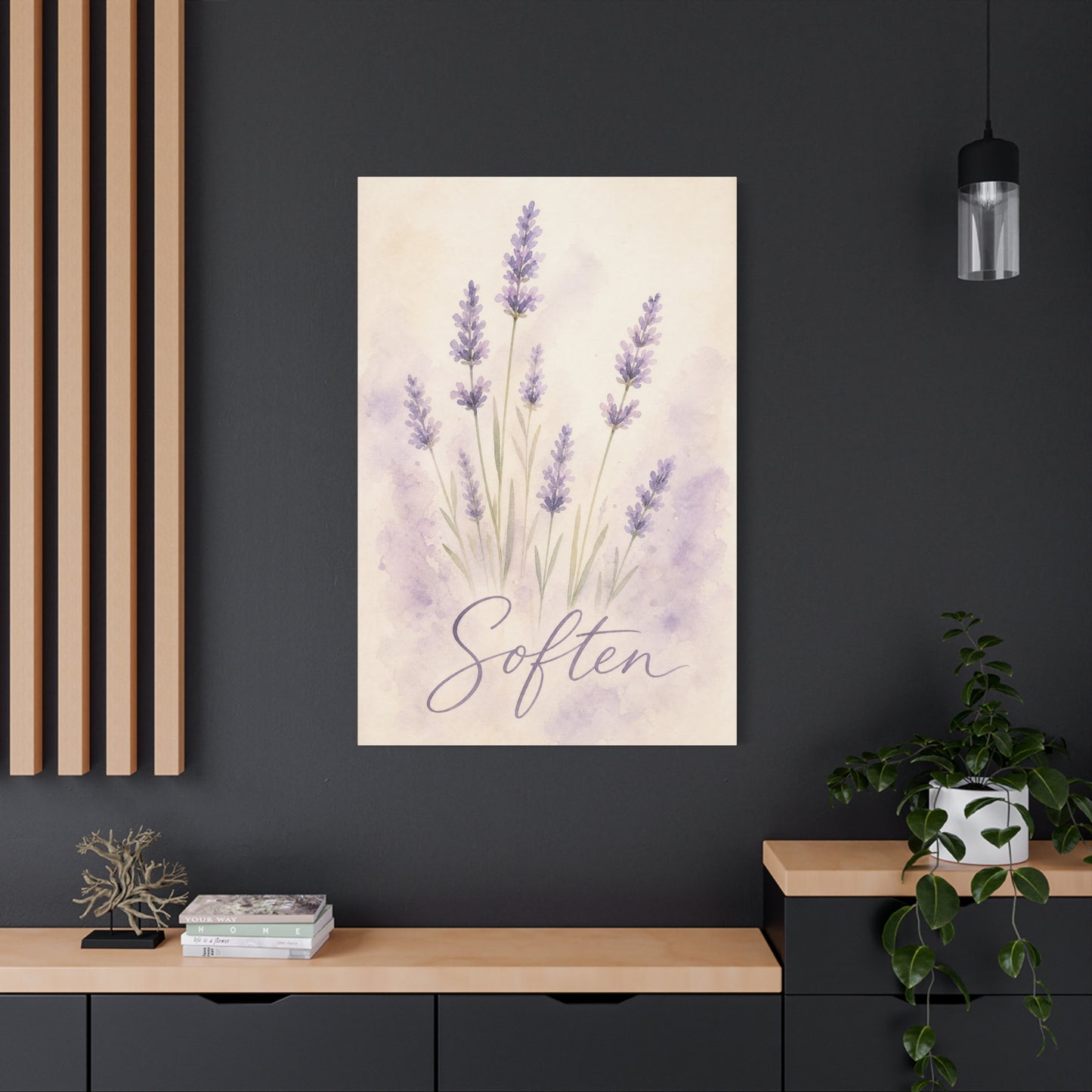 "Soften" Lavender Watercolor Canvas Wall Art - Botanical Floral Purple Wall Decor - Soft Pastel Home Decoration - Bedroom Bathroom Accent - Bedroom Home Decoration - Modern Farmhouse Style