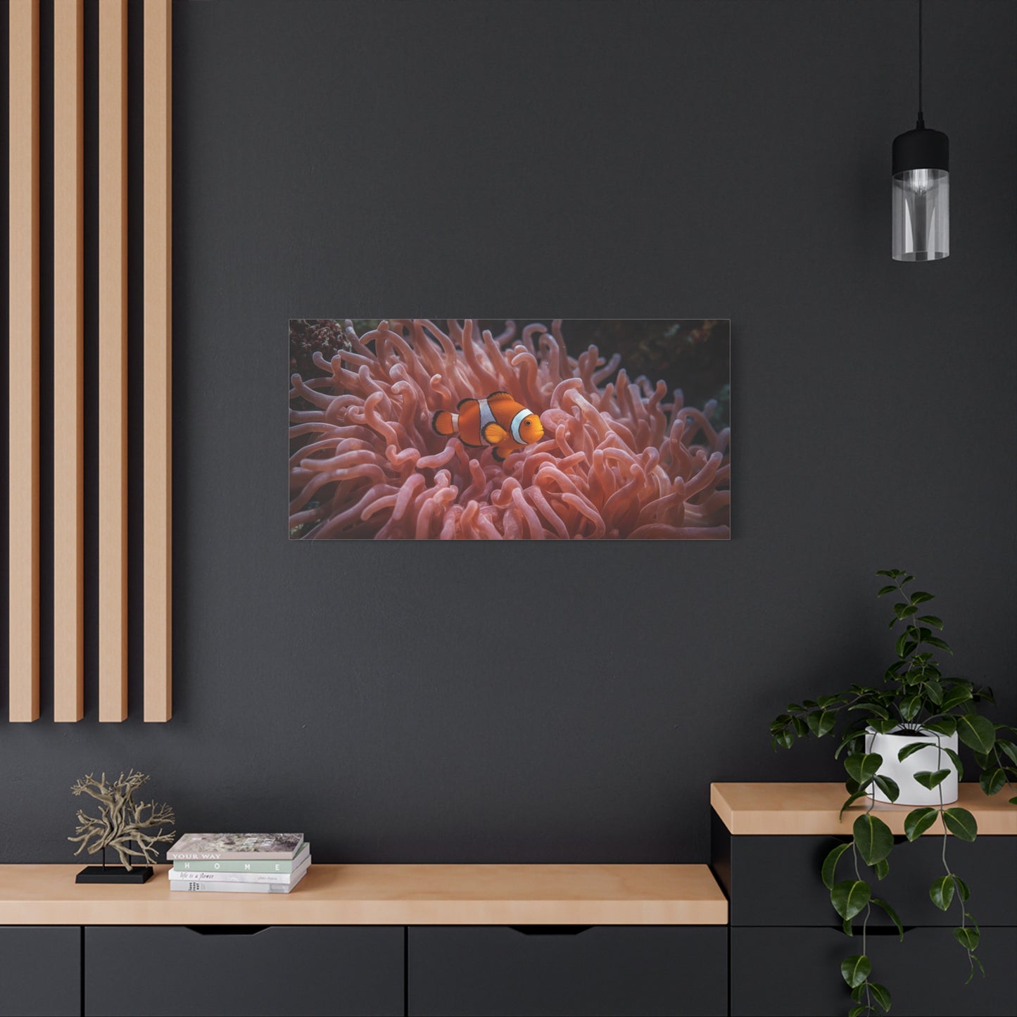 Clownfish Canvas Wall Art - Underwater Sea Anemone Art Print, Coastal Nautical Wall Decor - Matte Finish Stretched Canvas - Bedroom Decoration, Living Room Accent, Bathroom Art - Ready to Hang