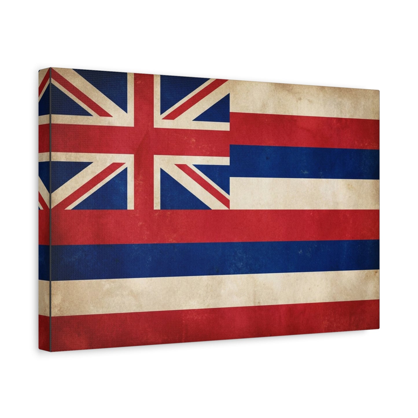 Hawaii State Flag Canvas Wall Art - Vintage Hawaiian Flag Print, Distressed Patriotic Wall Decor - Matte Cotton Canvas - Traditional Island Style - Living Room Bedroom Office Accent - Ready to Hang