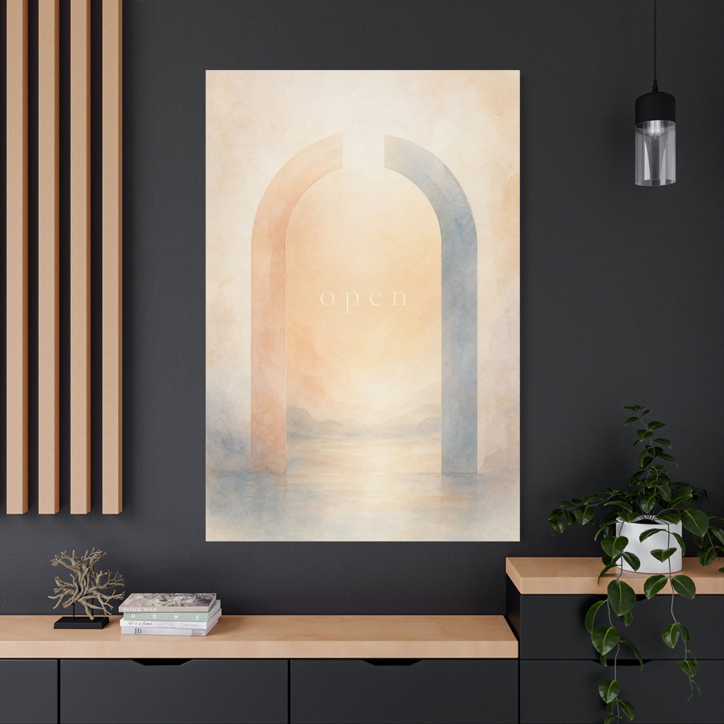 "Open" Abstract Arch Canvas Wall Art - Minimalist Watercolor Neutral Wall Decor - Contemporary Pastel Home Decoration - Bedroom Living Room Accent, Meditation Space Office Art - Modern Farmhouse Style