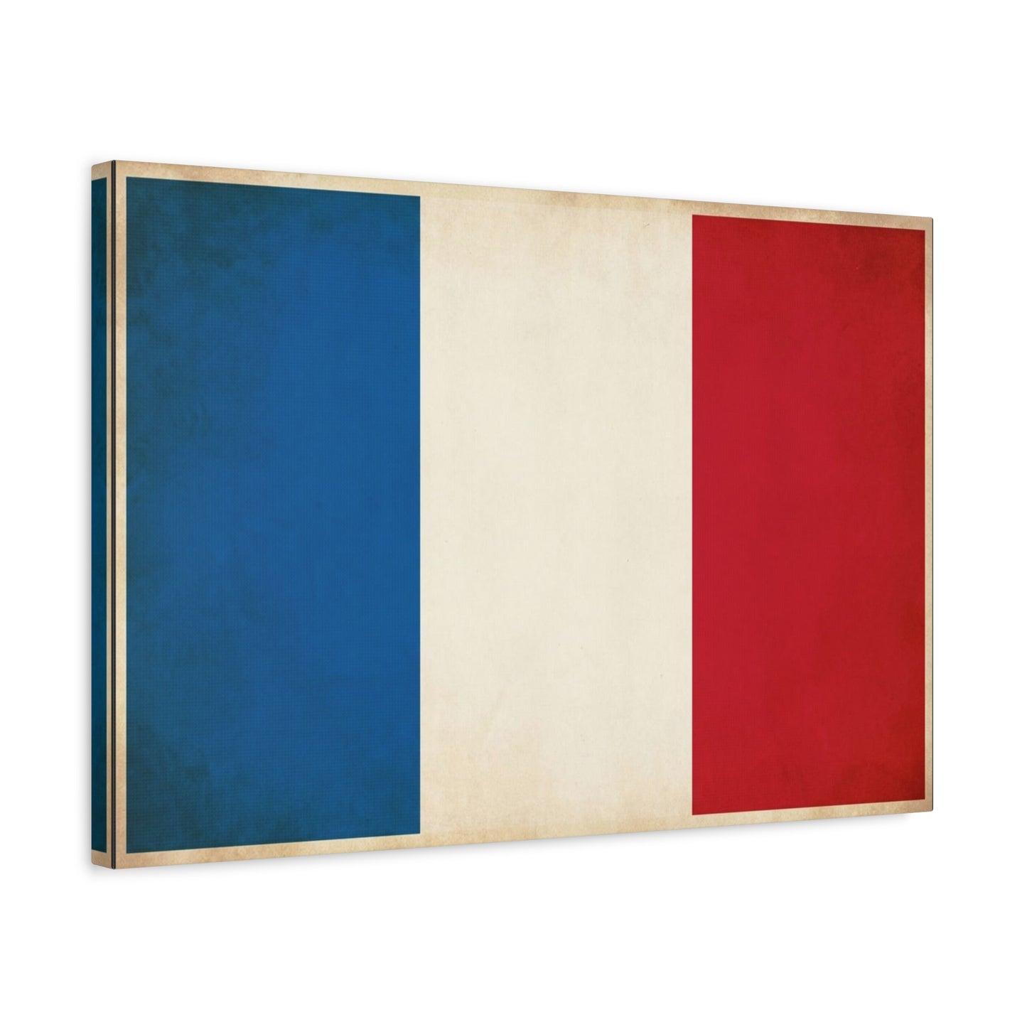 French Flag Canvas Wall Art - Vintage Tricolor France Print, Patriotic Minimalist Decor - Matte Cotton Look - Living Room Wall Decor, Office Accent - Bedroom Home Decoration - Bedroom Home Decoration