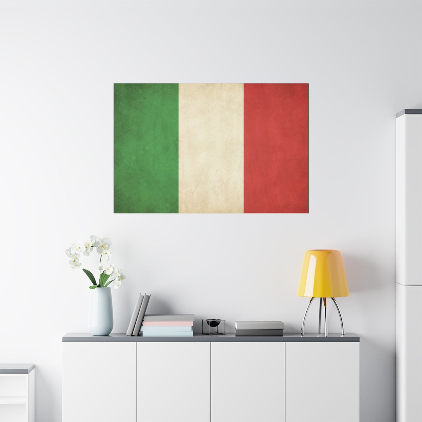 Italian Flag Canvas Wall Art - Vintage Tricolor National Prints, Rustic Textured Artwork - Matte Cotton Decor - Living Room Wall Decor, Office Art, Dorm Accent For Heritage Lovers - Ready to Hang