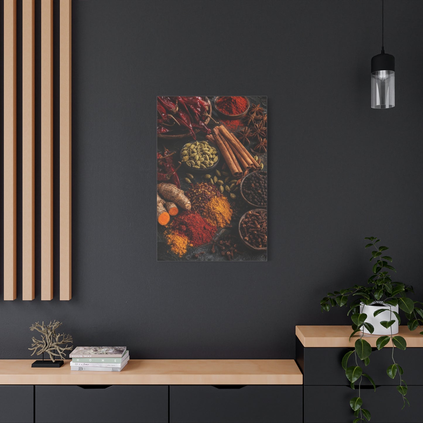 Spice Still Life Canvas Wall Art - Dried Chili Peppers, Cinnamon, Turmeric, Star Anise - Rustic Food Art Print - Kitchen Wall Decor, Dining Room Accent, Vintage Style - Bedroom Home Decoration