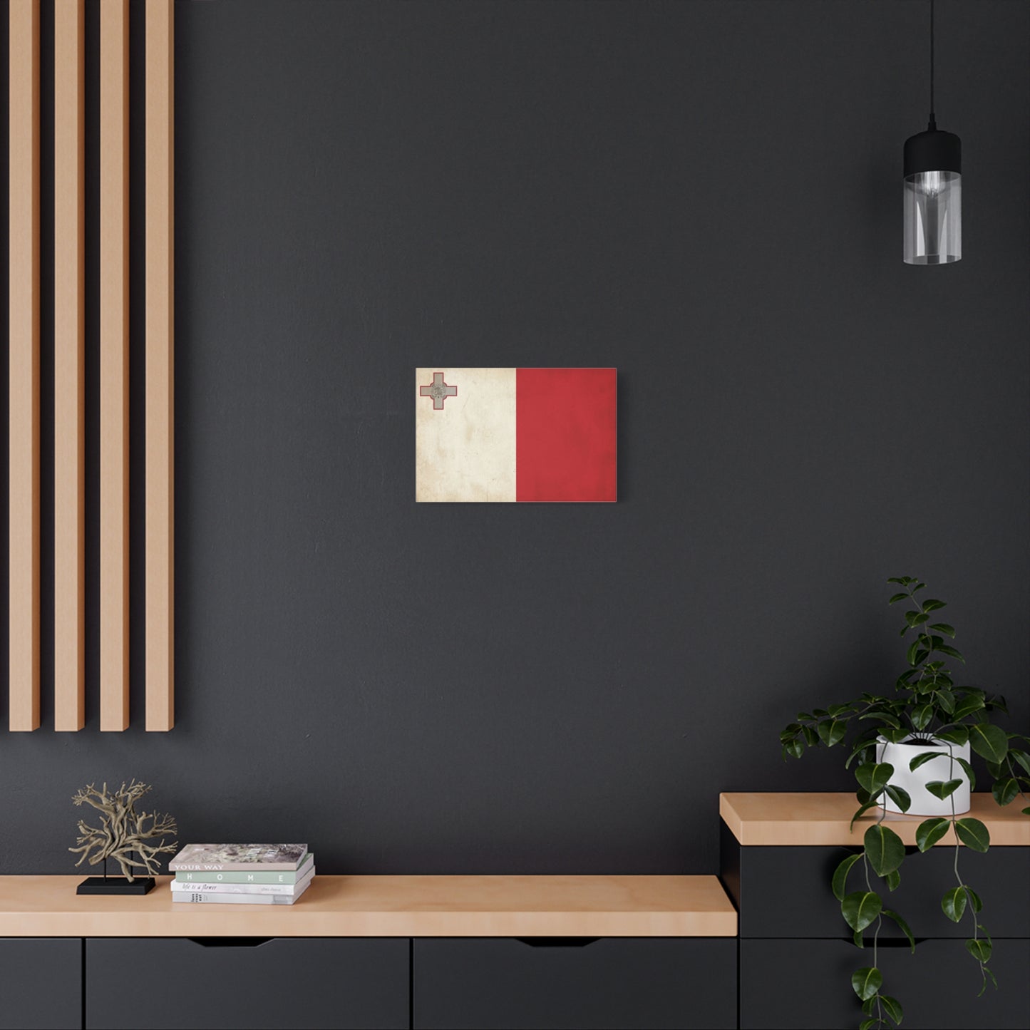 Malta Flag Canvas Wall Art - Vintage Maltese Cross National Banner Print - Red And White Patriotic Decor, Matte Finish Canvas, Living Room Wall Decor, Office Art Accent - Bedroom Home Decoration
