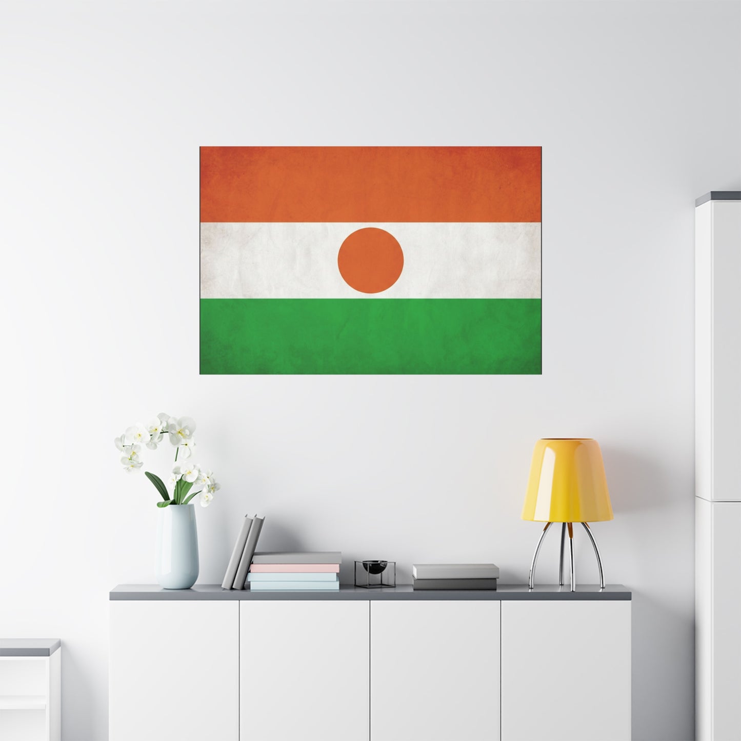 Niger Flag Canvas Wall Art - Orange White Green Tricolor With Central Sun Disc - Minimalist Patriotic Print - Living Room Wall Decor