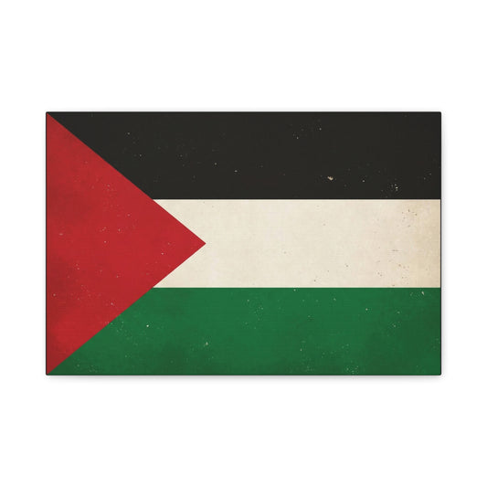 Palestine Flag Canvas Wall Art - Vintage Palestinian Flag Print, Patriotic Red Black White Green Design - Minimalist Cultural Decor - Living Room Bedroom Office Wall Decor - Bedroom Home Decoration