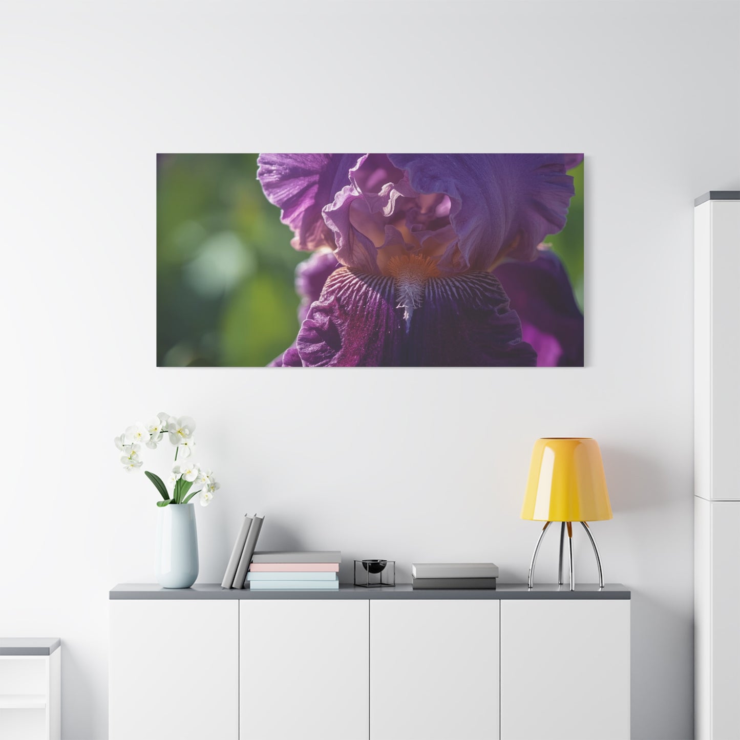 Purple Iris Canvas Wall Art - Floral Macro Art Print, Botanical Canvas Print - Soft Matte Cotton Detail, Contemporary Style - Bedroom Wall Decor, Living Room Home Accent - Bedroom Home Decoration