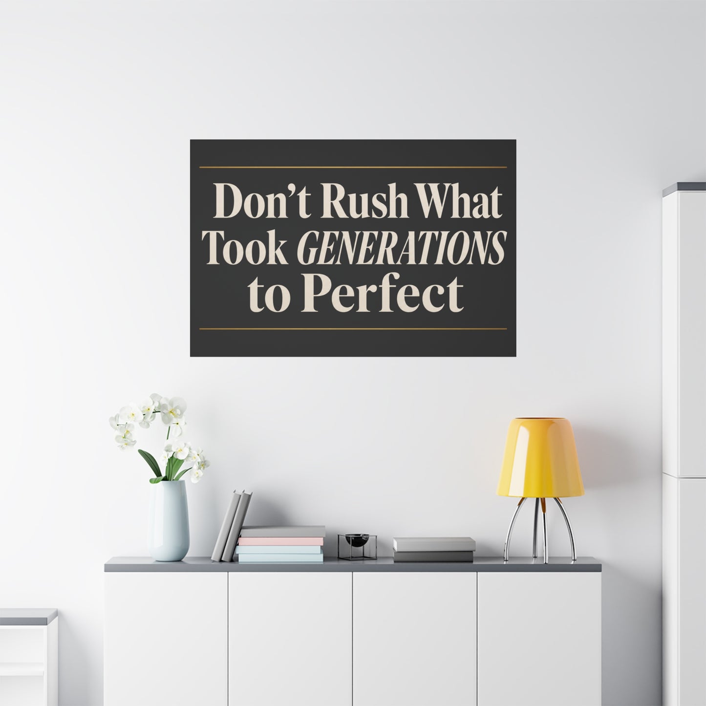 "Don't Rush What Took Generations To ideal" Typography Canvas Wall Art - Black And Gold Inspirational Quote Print - Modern Minimalist Wall Decor - Living Room Office Home Decoration - Ready to Hang