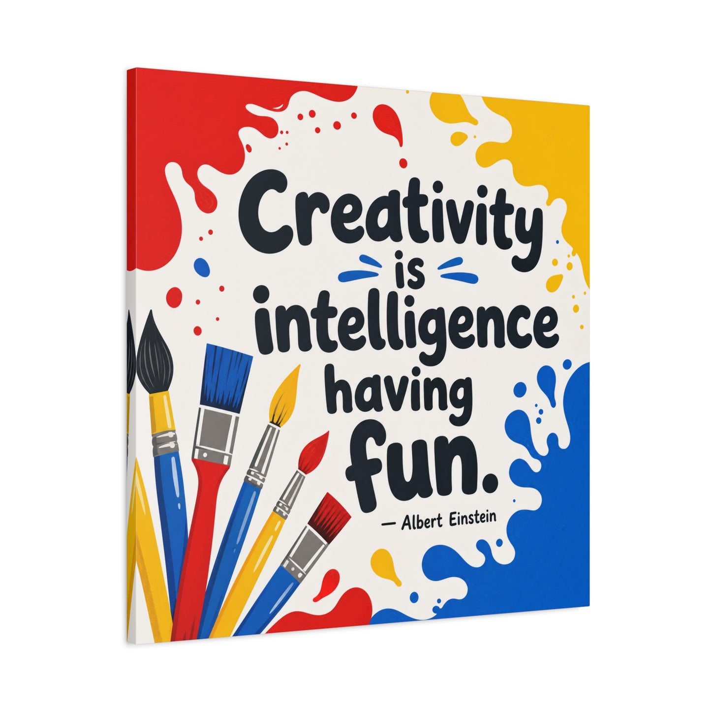 "Creativity Is Intelligence Having Fun." Albert Einstein Canvas Wall Art - Colorful Quote Print, Classroom Decor, Teacher Office Wall Hanging, Kids Playroom Home Decoration - Bedroom Home Decoration