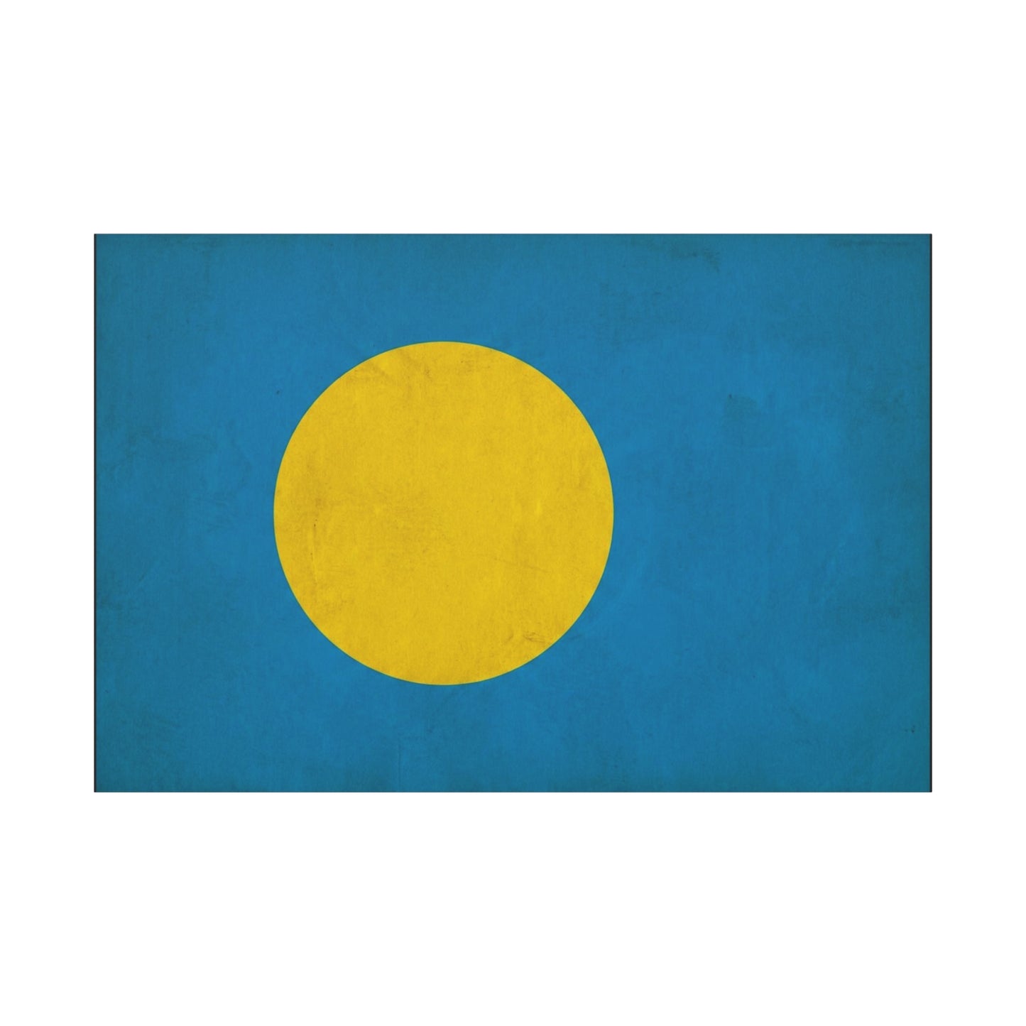 Palau Flag Canvas Wall Art - Blue Field With Golden Yellow Disc - Minimalist Tropical Island Print - Modern Living Room Wall Decor, Bedroom Home Decoration, Office Accent - Bedroom Home Decoration