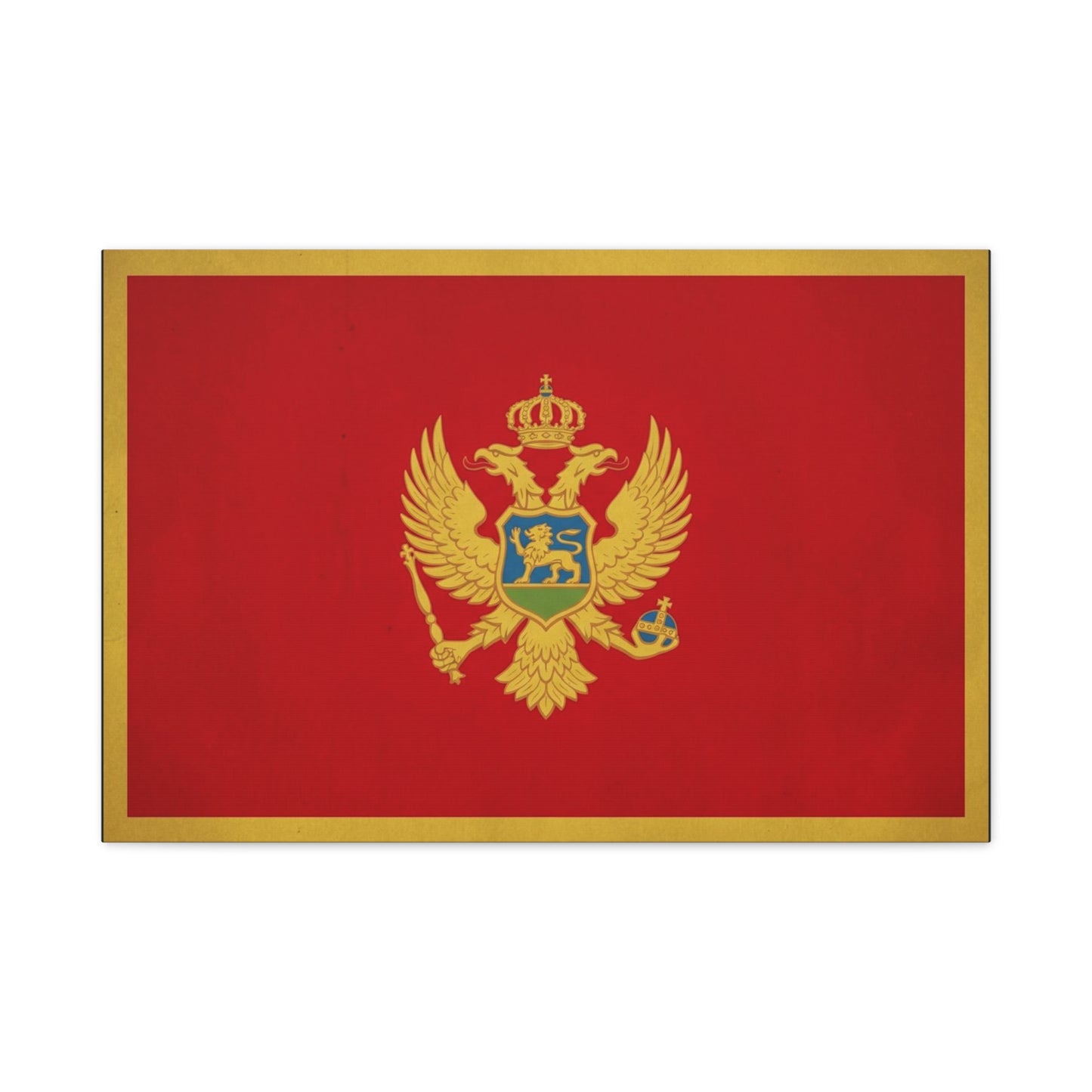 Montenegro Flag Canvas Wall Art - Red Gold Double Headed Eagle Crest Print - Vintage Heraldic Style, Living Room Wall Decor, Office Decoration - Ready to Hang - Bedroom Home Decoration - Ready to Hang