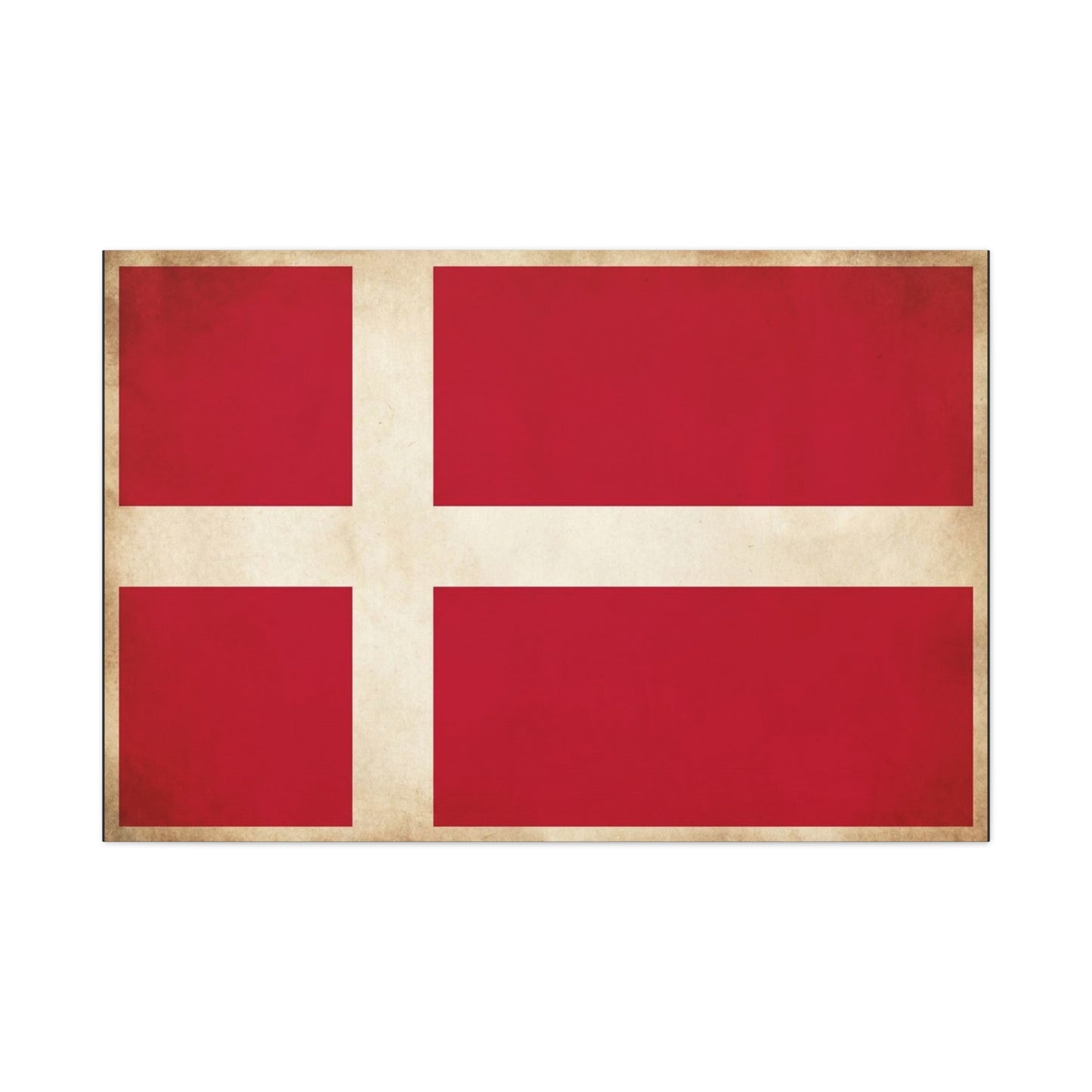 Denmark Flag Canvas Wall Art - Danish Flag Print, Vintage Nordic Decor - Minimalist Red And White Artwork - Living Room Wall Decor, Office Accent - Bedroom Home Decoration - Bedroom Home Decoration