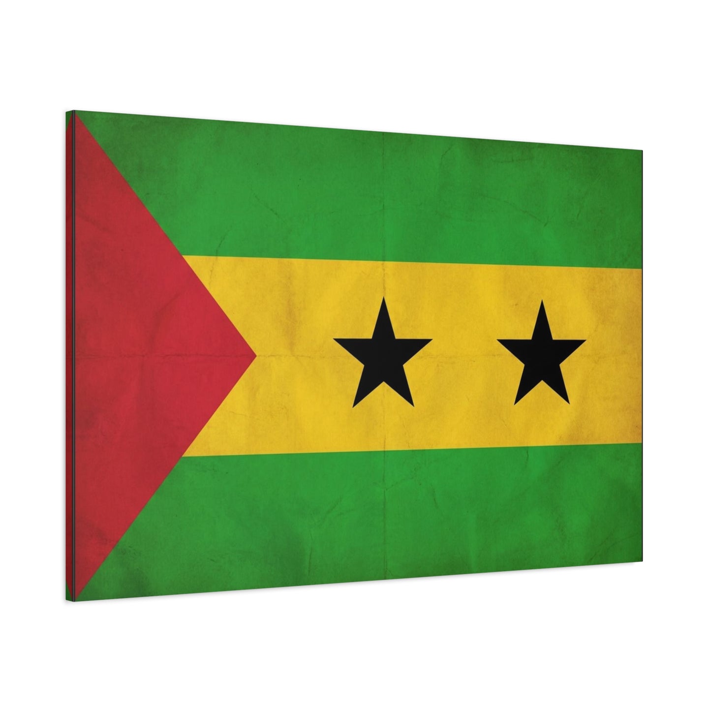 Sao Tome And Principe Flag Canvas Wall Art - National Pride Decor, Vintage Country Banner Print - Green Yellow Red Two Star Design - Living Room Wall Decor - Bedroom Home Decoration - Ready to Hang