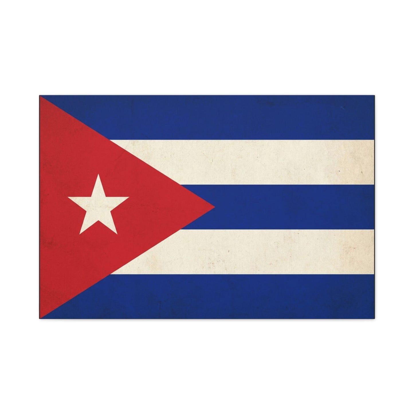 Cuban Flag Canvas Wall Art - Vintage Cuba Flag Print, Patriotic Heritage Decor - Distressed Cotton Canvas - Traditional Style For Living Room, Office Wall Decor - Bedroom Home Decoration