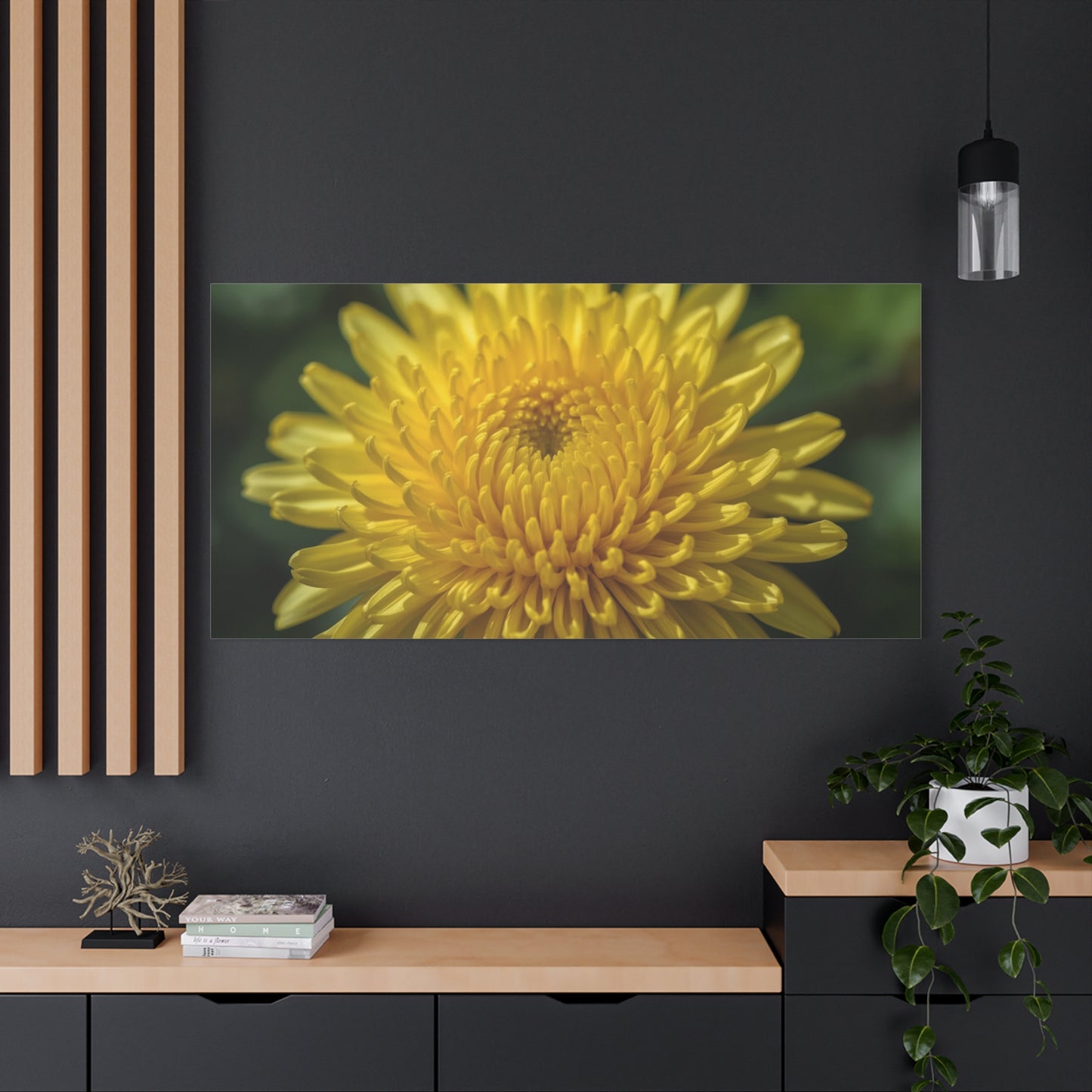 Yellow Chrysanthemum Canvas Wall Art - Floral Macro Art Print, Botanical Canvas Print - Modern Matte Decor, Bedroom Wall Accent, Living Room Home Decoration Office Art - Bedroom Home Decoration