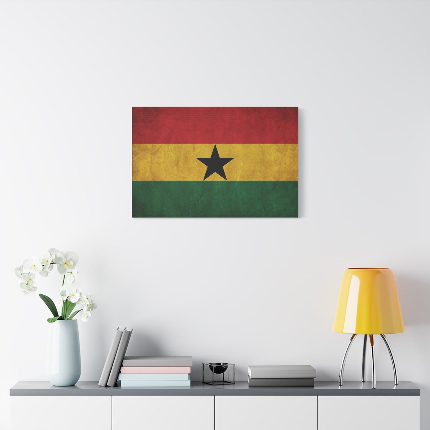 Ghana Flag Canvas Wall Art - Vintage Black Star Republic Print, Pan African Home Decor, Cultural Heritage Artwork, Bold Patriotic Style, Living Room Decoration - Office Wall Art - Ready to Hang
