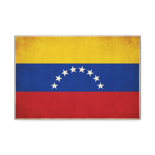 Venezuela Flag Canvas Wall Art - Vintage Venezuelan Pride Decor, Patriotic Country Banner Print - Textured Tricolor Design - Living Room Wall Decor, Office Art - Bedroom Home Decoration