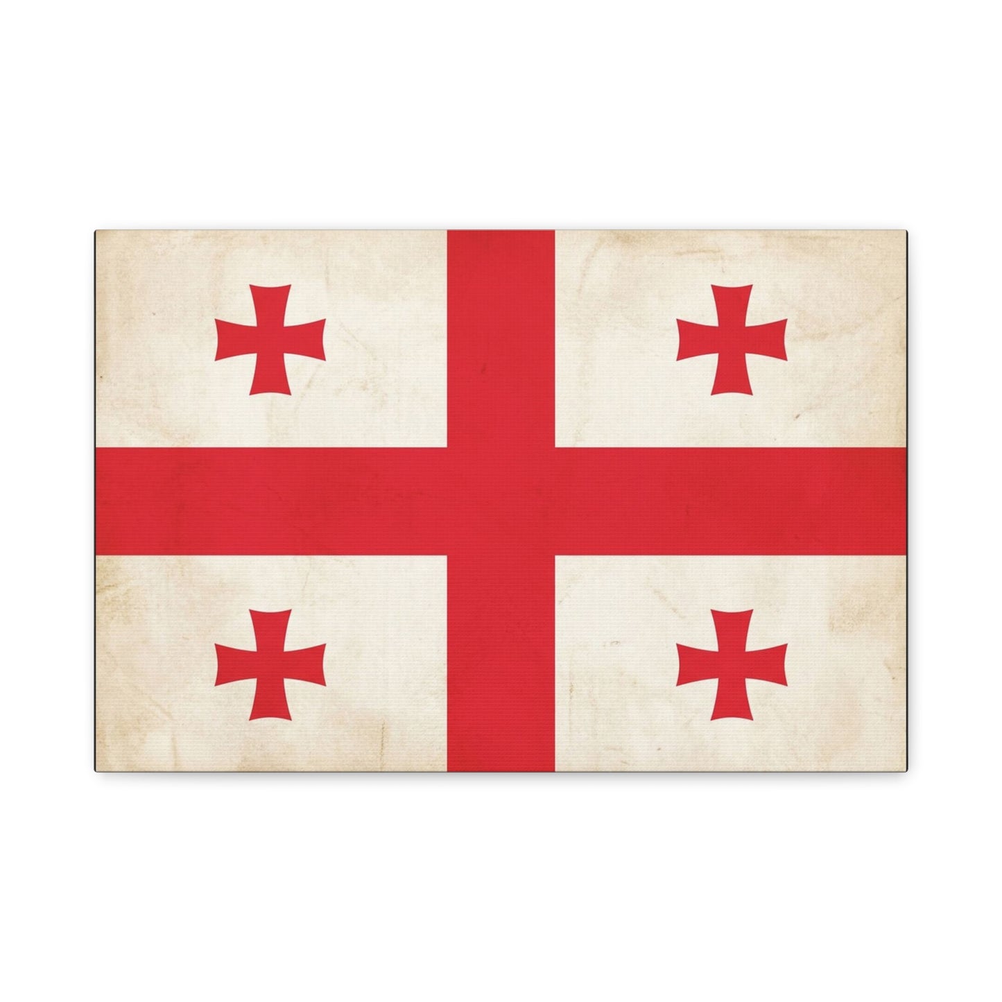 Georgia Flag Canvas Wall Art - Vintage Georgian Cross Flag Print, Patriotic Heritage Decor - Matte Cotton Artwork - Living Room Wall Decor, Office Accent - Bedroom Home Decoration - Ready to Hang