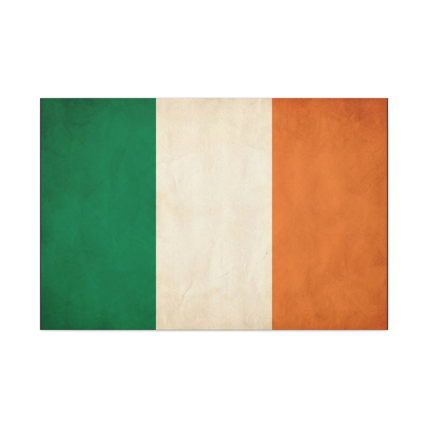 Irish Flag Canvas Wall Art - Vintage Tricolor Ireland Print, Green White Orange Rustic Texture - Minimalist Traditional Style - Living Room Wall Decor, Office Art Accent - Bedroom Home Decoration