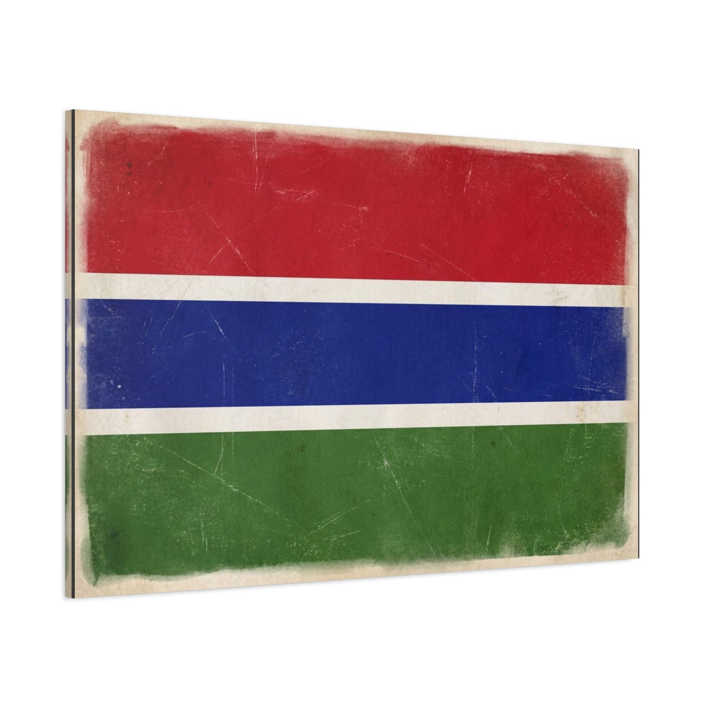 Gambia Flag Canvas Wall Art - Vintage Distressed National Banner Print - Red Blue Green Stripe Design, Patriotic Decor, Cultural Home Decoration For Living Room Bedroom Office - Living Room Wall Decor