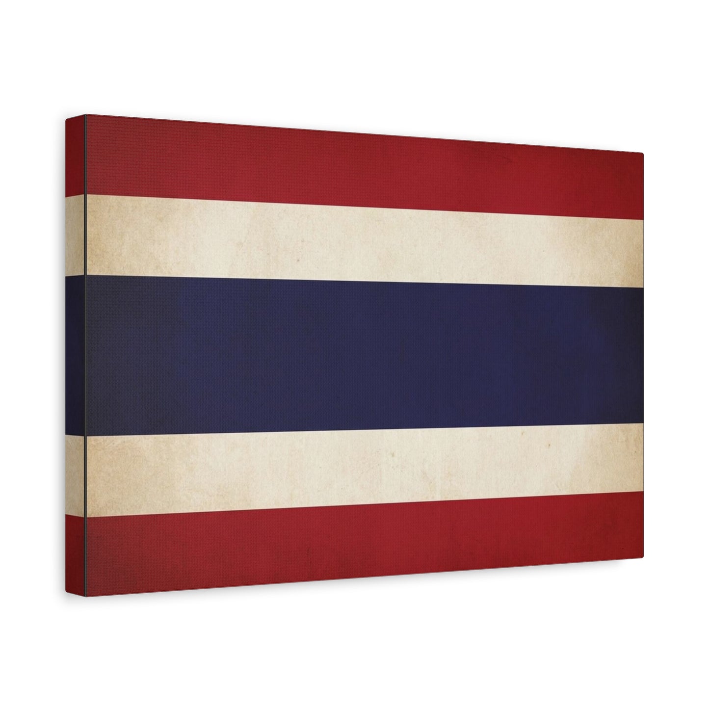 Thailand Flag Canvas Wall Art - Vintage Thai Tricolor Stripe Print, Minimalist Patriotic Decor - Matte Cotton Look - Living Room Wall Decor, Bedroom Home Decoration, Office Art - Ready to Hang