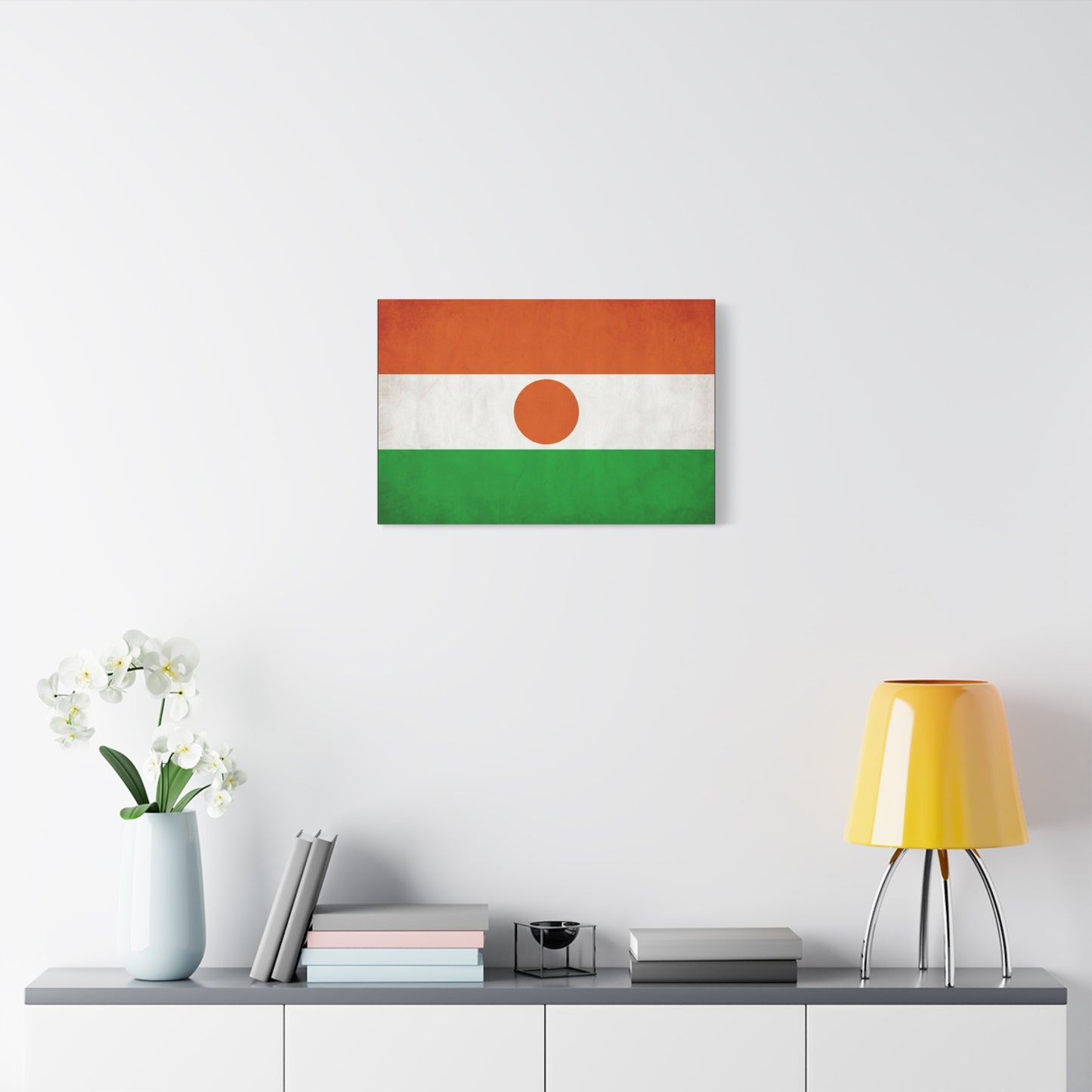 Niger Flag Canvas Wall Art - Orange White Green Tricolor With Central Sun Disc - Minimalist Patriotic Print - Living Room Wall Decor