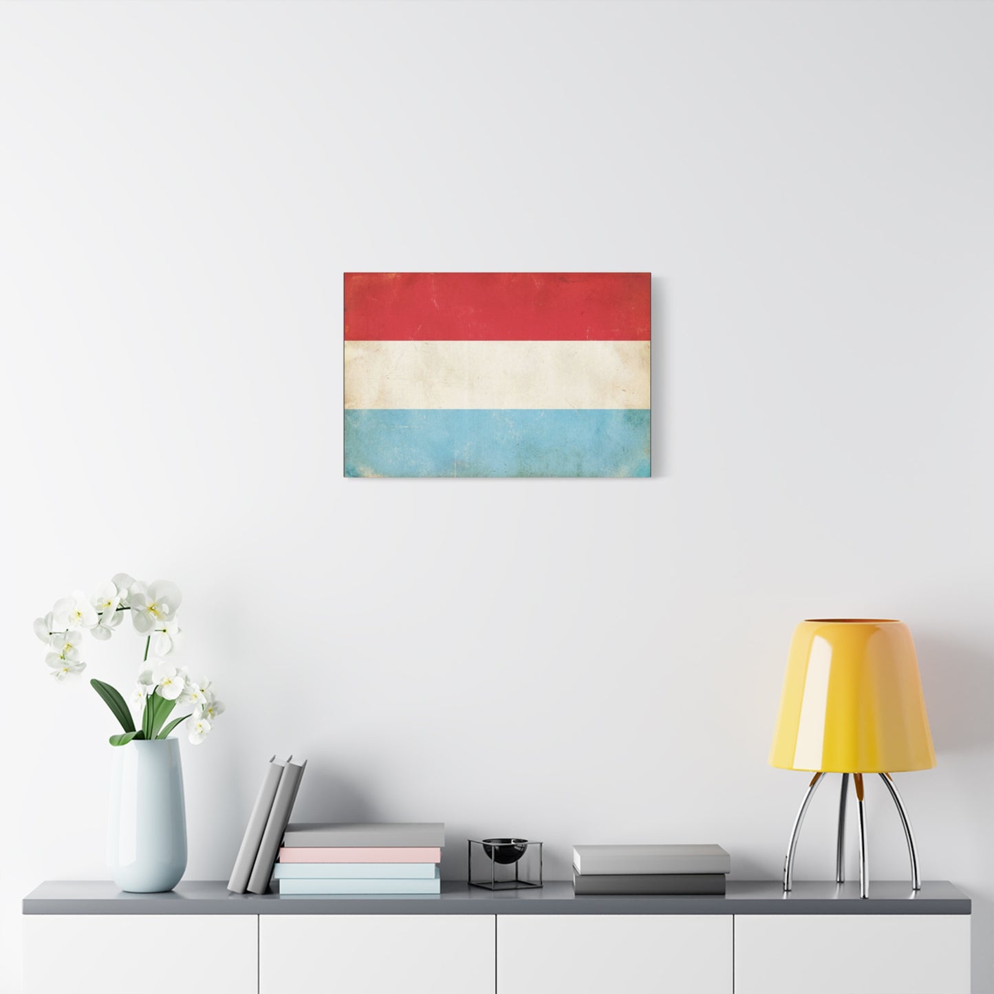 Vintage Luxembourg Flag Canvas Wall Art - Distressed Tricolor Country Print, Patriotic Minimalist Decor - Matte Canvas Wall Hanging - Living Room Bedroom Office Decoration - Bedroom Home Decoration