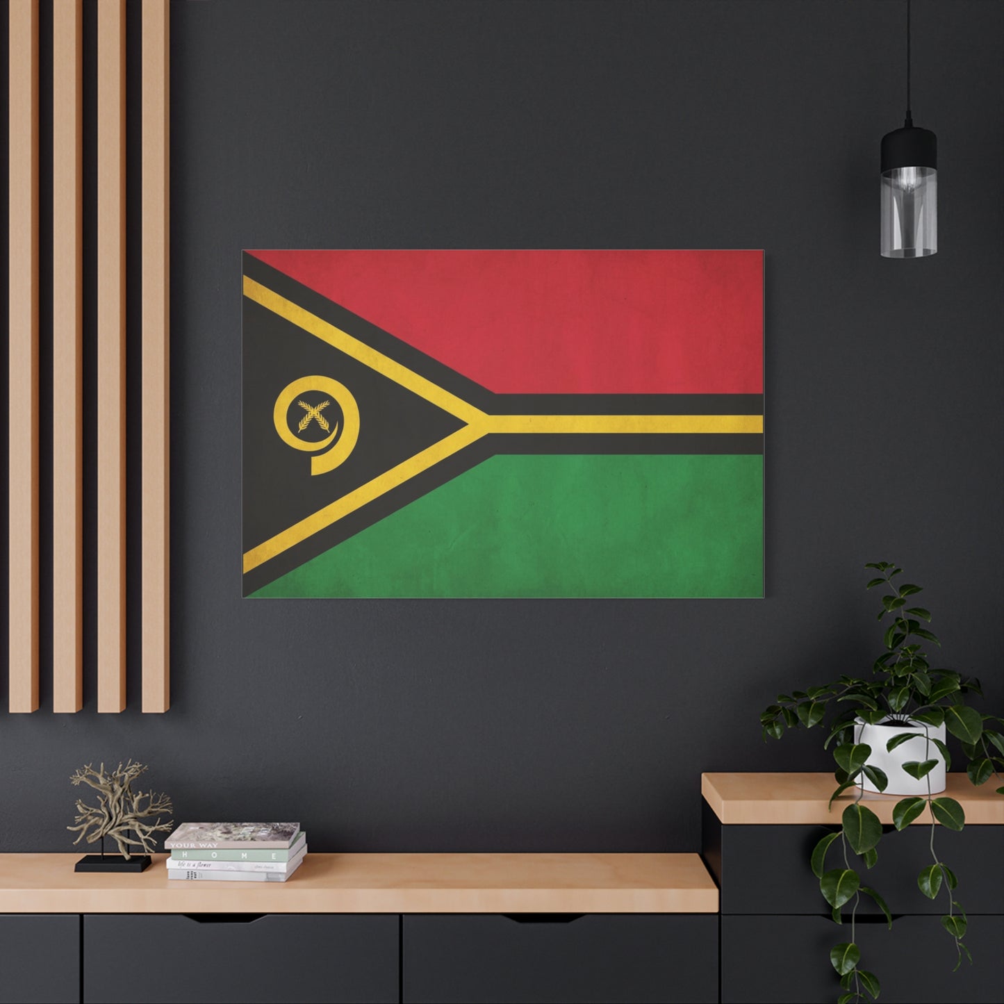 Vanuatu Flag Canvas Wall Art - Red Black Green Yellow National Pride Print - Vintage Country Decor, Heritage Artwork, Living Room Wall Decor, Office Accent - Bedroom Home Decoration - Ready to Hang