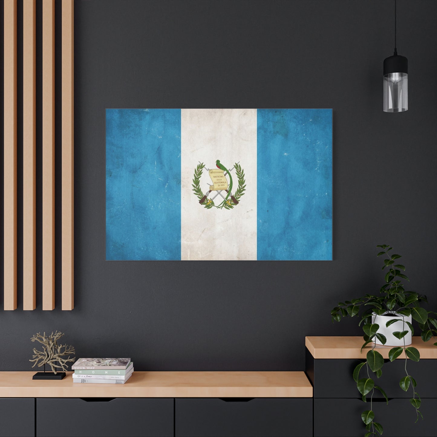 Guatemala Flag Canvas Wall Art - Distintivo De La Guatemala 15 1823 Vintage Blue White Banner Print - Patriotic Decor, Living Room Wall Decor, Office Accent - Bedroom Home Decoration - Ready to Hang
