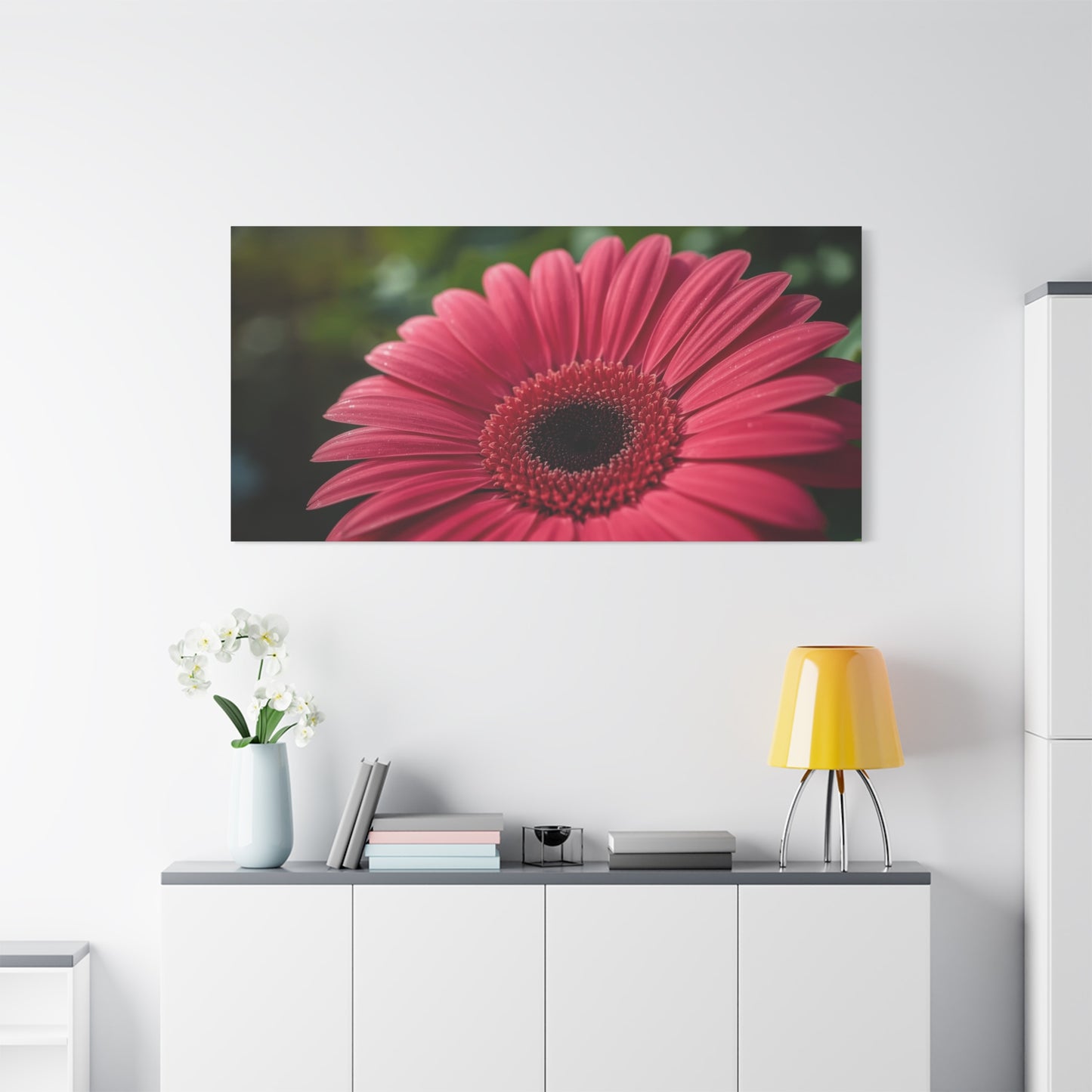 Pink Gerbera Daisy Canvas Wall Art - Floral Macro Art Print, Botanical Canvas Print - Modern Nature Home Decor, Bedroom Wall Hanging, Living Room Decoration, Office Accent - Bedroom Home Decoration