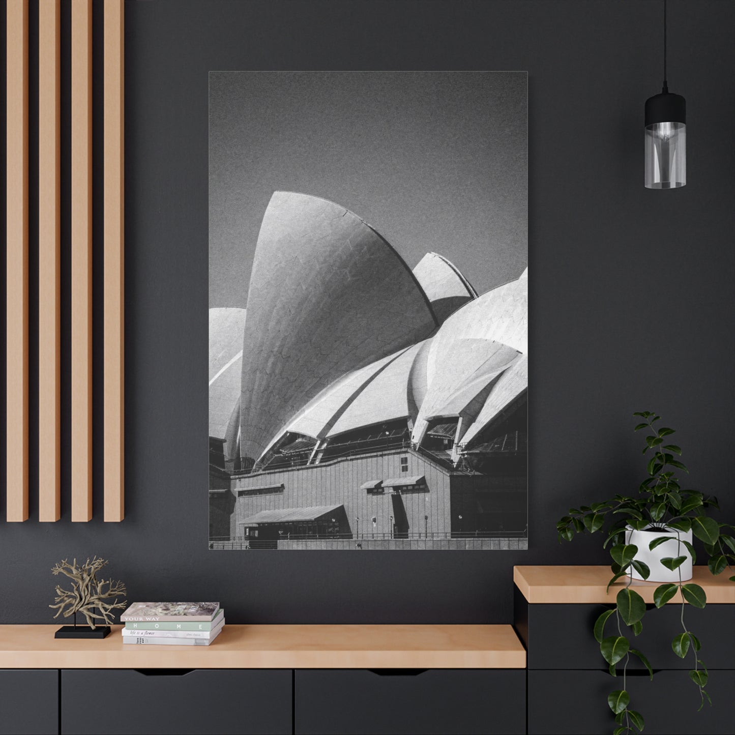 Sydney Opera House Canvas Wall Art - Black And White Architectural Art Print - Modern Minimalist Cityscape Decor - Contemporary Living Room Wall Decor, Office Art - Bedroom Home Decoration
