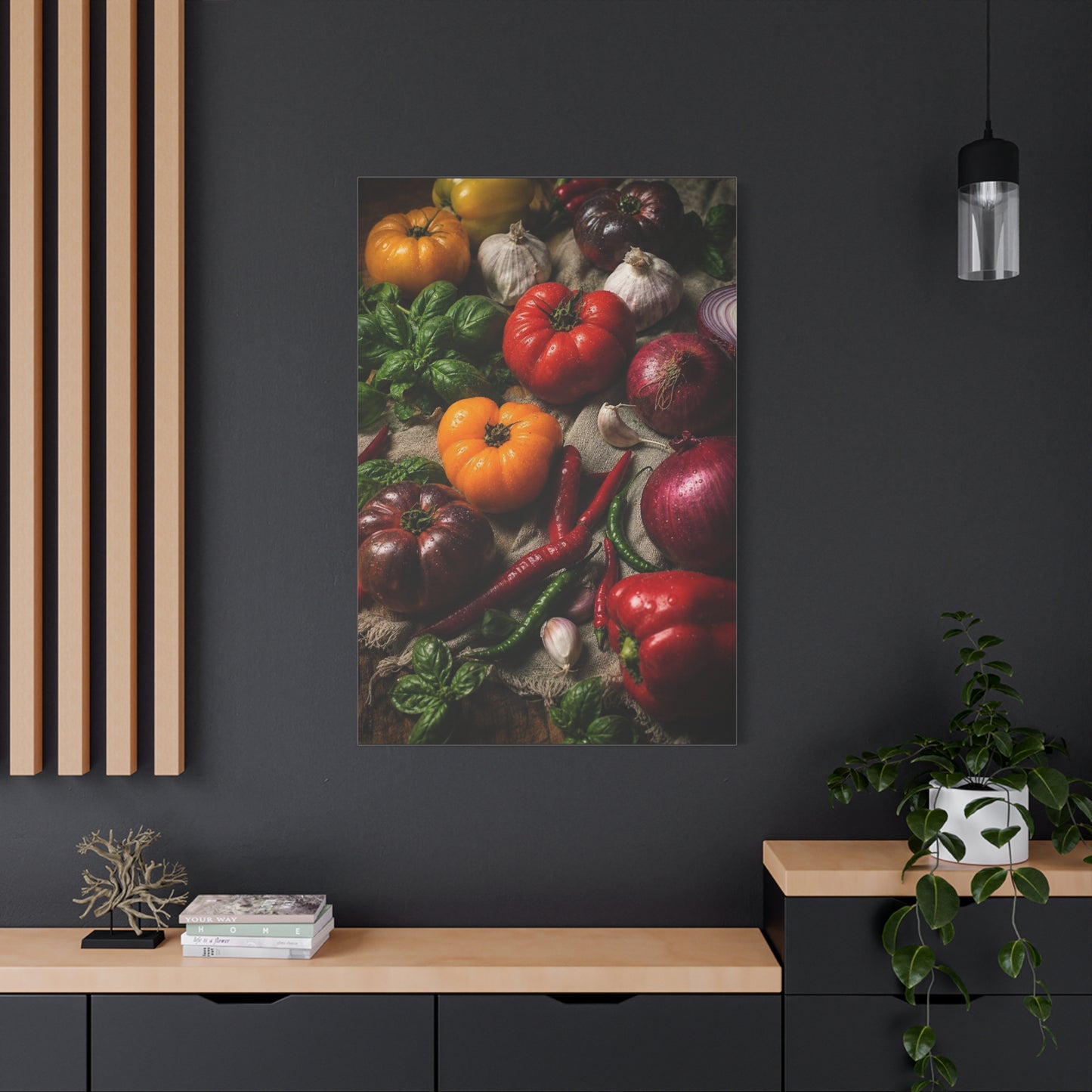Heirloom Tomato Still Life Canvas Wall Art - Rustic Kitchen Produce Art Print - Matte Cotton Canvas - Traditional Food Wall Decor, Dining Room Accent, Farmhouse Interior Style - Ready to Hang