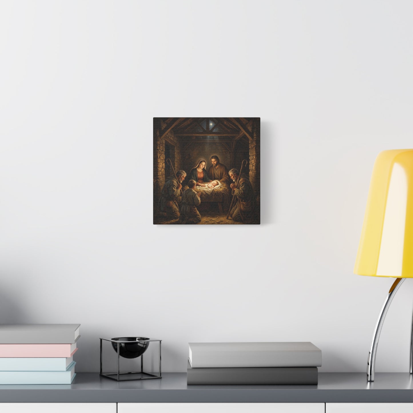 Nativity Scene Canvas Wall Art - Baby Jesus, Virgin Mary, Saint Joseph In Bethlehem Stable - Matte Cotton Print For Living Room Bedroom - Living Room Wall Decor - Bedroom Home Decoration