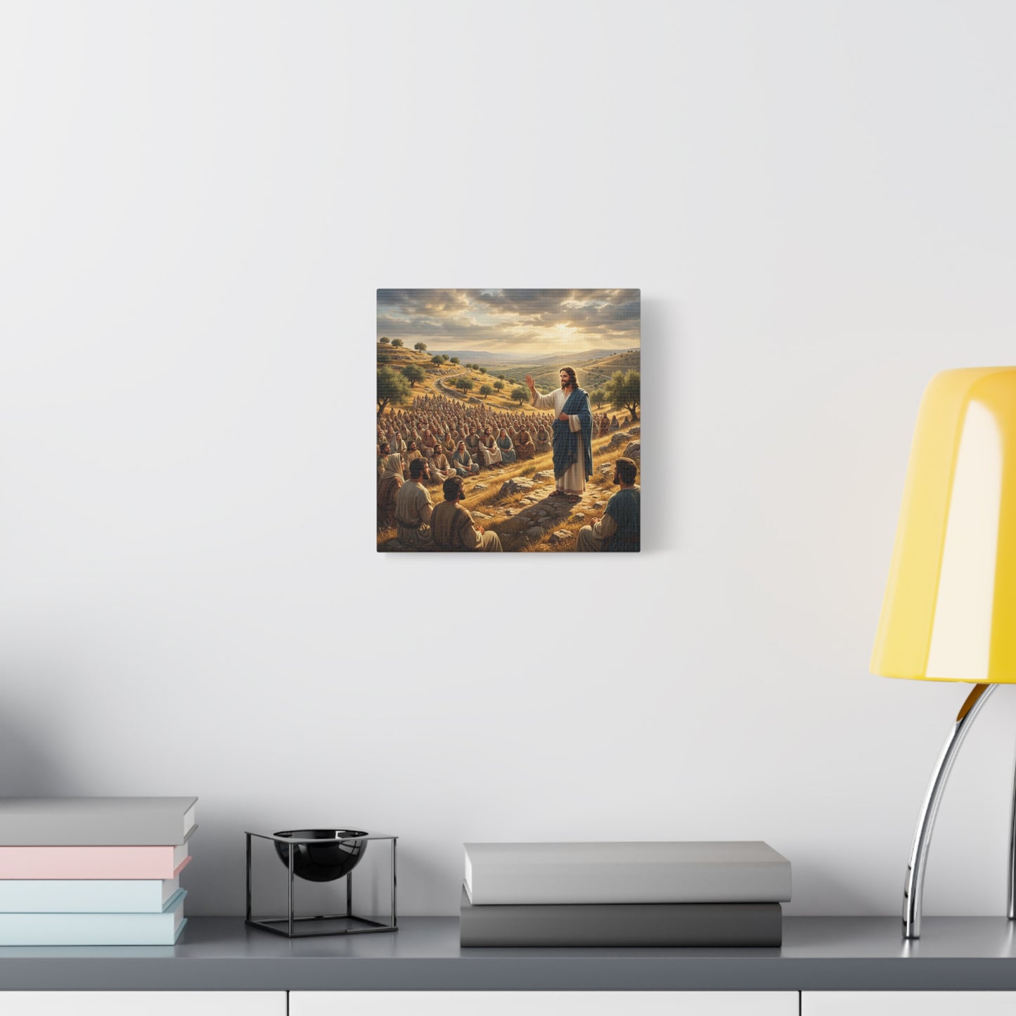 Jesus Teaching Multitude Canvas Wall Art - Biblical Hillside Sermon Scene, Matte Cotton Print - Traditional Christian Decor - Living Room Wall Decor, Bedroom Home Decoration, Office Art