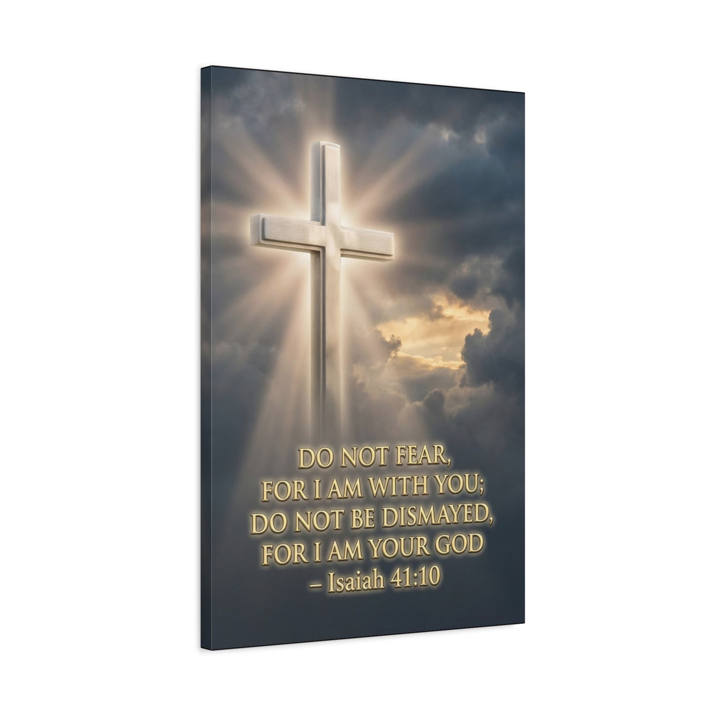 "Do Not Fear, For I Am With You" Cross Canvas Wall Art - Isaiah 41:10 Scripture Print, Glowing Christian Wall Decor, Traditional Faith Home Accent, Bedroom Living Room Office - Bedroom Home Decoration