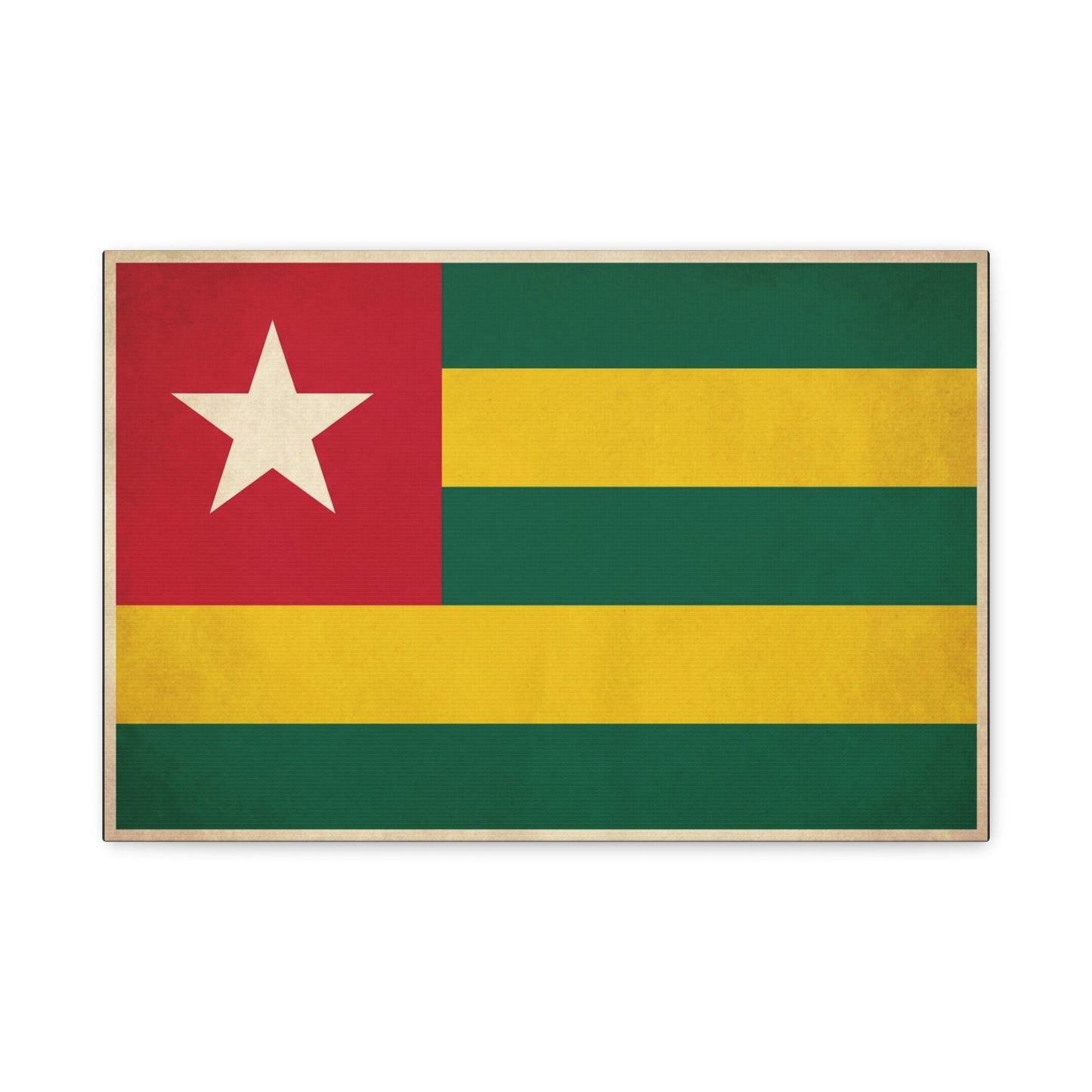 Togo Flag Canvas Wall Art - Vintage National Flag Print, Green Yellow Red Star Decor - Cultural Heritage Style - Living Room Wall Decor, Office Art - Bedroom Home Decoration - Bedroom Home Decoration