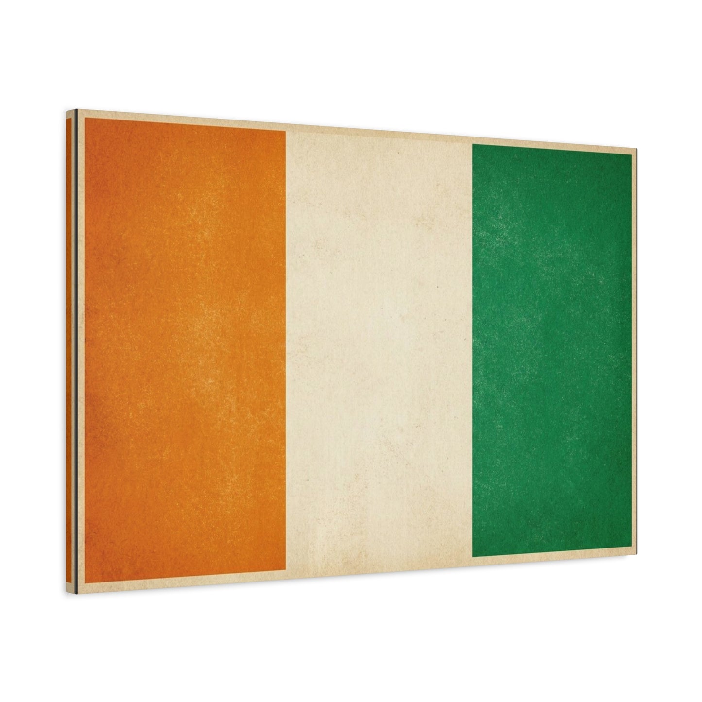 Irish Flag Canvas Wall Art - Vintage Tricolor Ireland Print, Green White Orange Decor - Minimalist Patriotic Artwork - Living Room Wall Decor, Bedroom Home Decoration - Bedroom Home Decoration