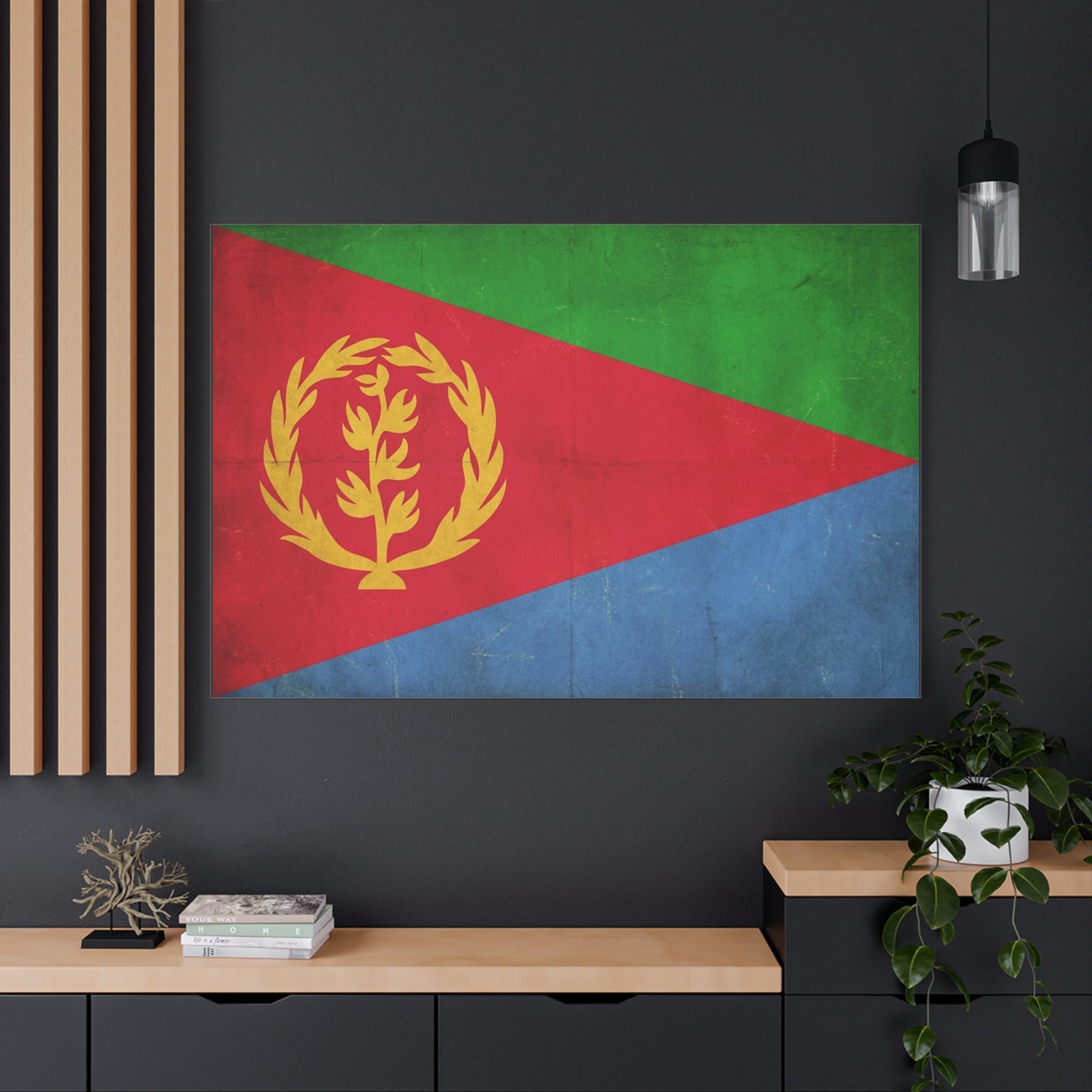 Eritrea Flag Canvas Wall Art - Vintage Eritrean National Flag Print, Distressed Patriotic Country Decor - Colorful Typography Style - Living Room Wall Decor - Ready to Hang - Bedroom Home Decoration