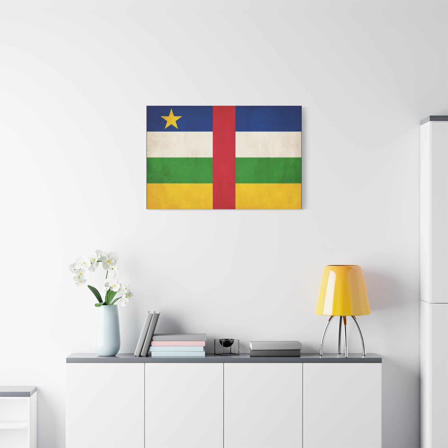 Central African Republic Flag Canvas Wall Art - Vintage National Pride Decor, Patriotic Color Block Print - Traditional Style - Living Room Wall Decor, Bedroom Home Decoration - Modern Farmhouse Style