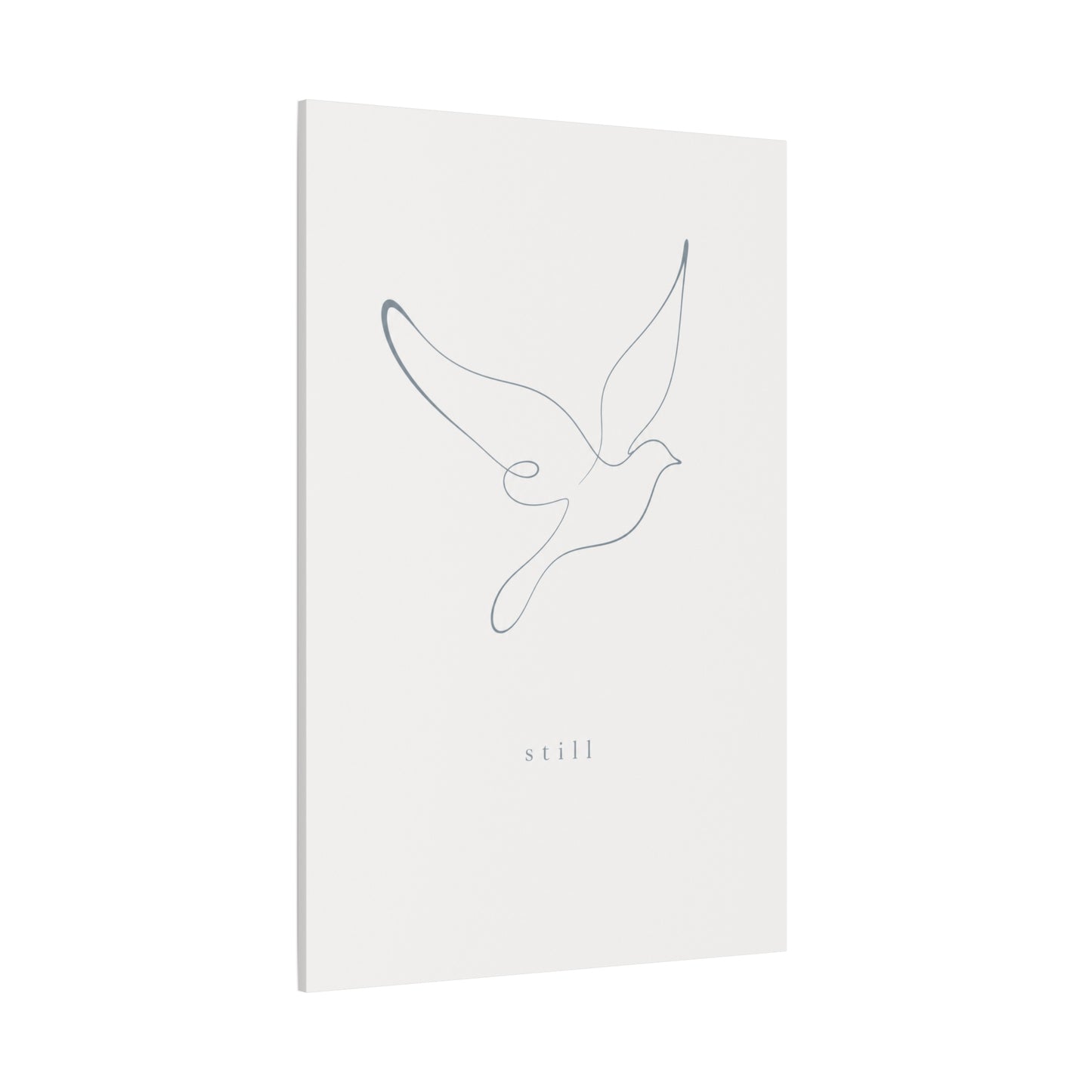 "Still" Dove Canvas Wall Art - Minimalist Line Drawing Bird Print, Calm Neutral Typography Decor - Modern Bedroom Home Decoration, Meditation Space Accent, Living Room Wall Decor - Ready to Hang