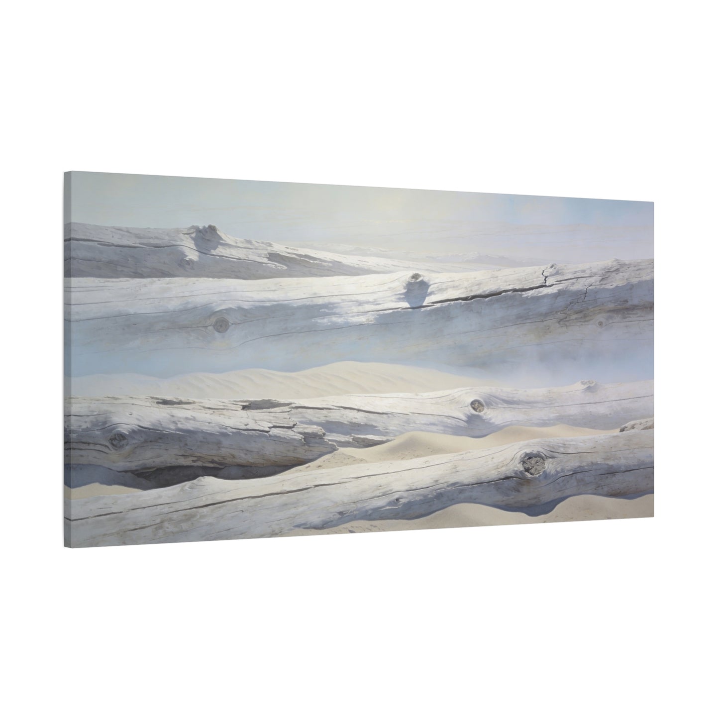 Driftwood Beach Canvas Wall Art - Coastal Sand Dunes Art Print, Soft Blue Beige Neutral Tones - Minimalist Coastal Style - Living Room Wall Decor, Bedroom Home Decoration - Ready to Hang