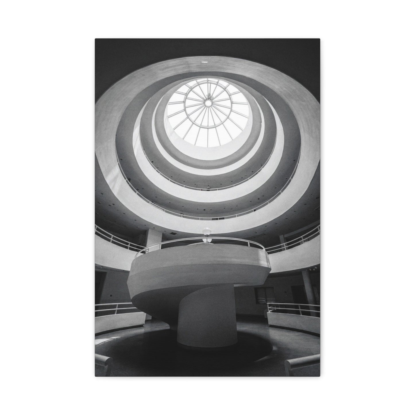 Black And White Spiral Rotunda Canvas Wall Art - Architectural Art Print, Modern Minimalist Interior Decor - Matte Cotton Artwork - Living Room Office Wall Decor - Bedroom Home Decoration