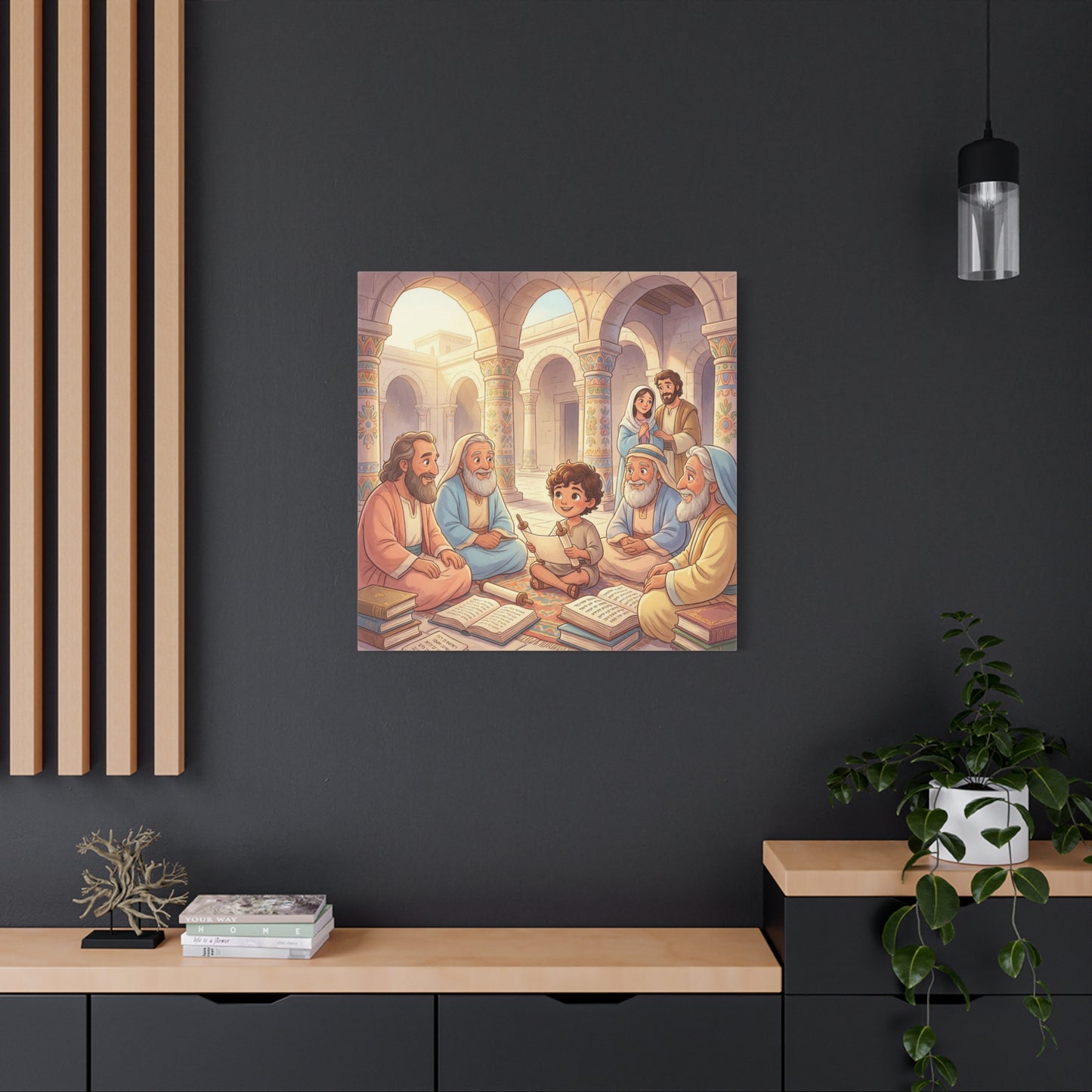 Young Jesus Teaching In Temple Canvas Wall Art - Biblical Child Scripture Scene, Cotton Print - Traditional Religious Decor For Nursery, Bedroom, Sunday School, Living Room Home Accent - Ready to Hang