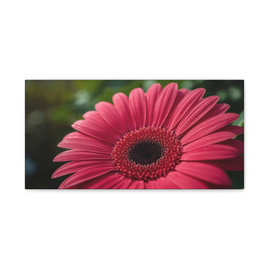 Pink Gerbera Daisy Canvas Wall Art - Floral Macro Art Print, Botanical Canvas Print - Modern Nature Home Decor, Bedroom Wall Hanging, Living Room Decoration, Office Accent - Bedroom Home Decoration
