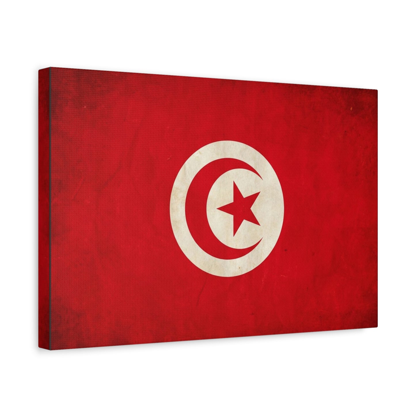 Tunisia Flag Canvas Wall Art - Vintage Red Crescent Star Print, Patriotic Country Decor - Matte Cotton Artwork - Living Room Wall Decor - Bedroom Home Decoration - Bedroom Home Decoration