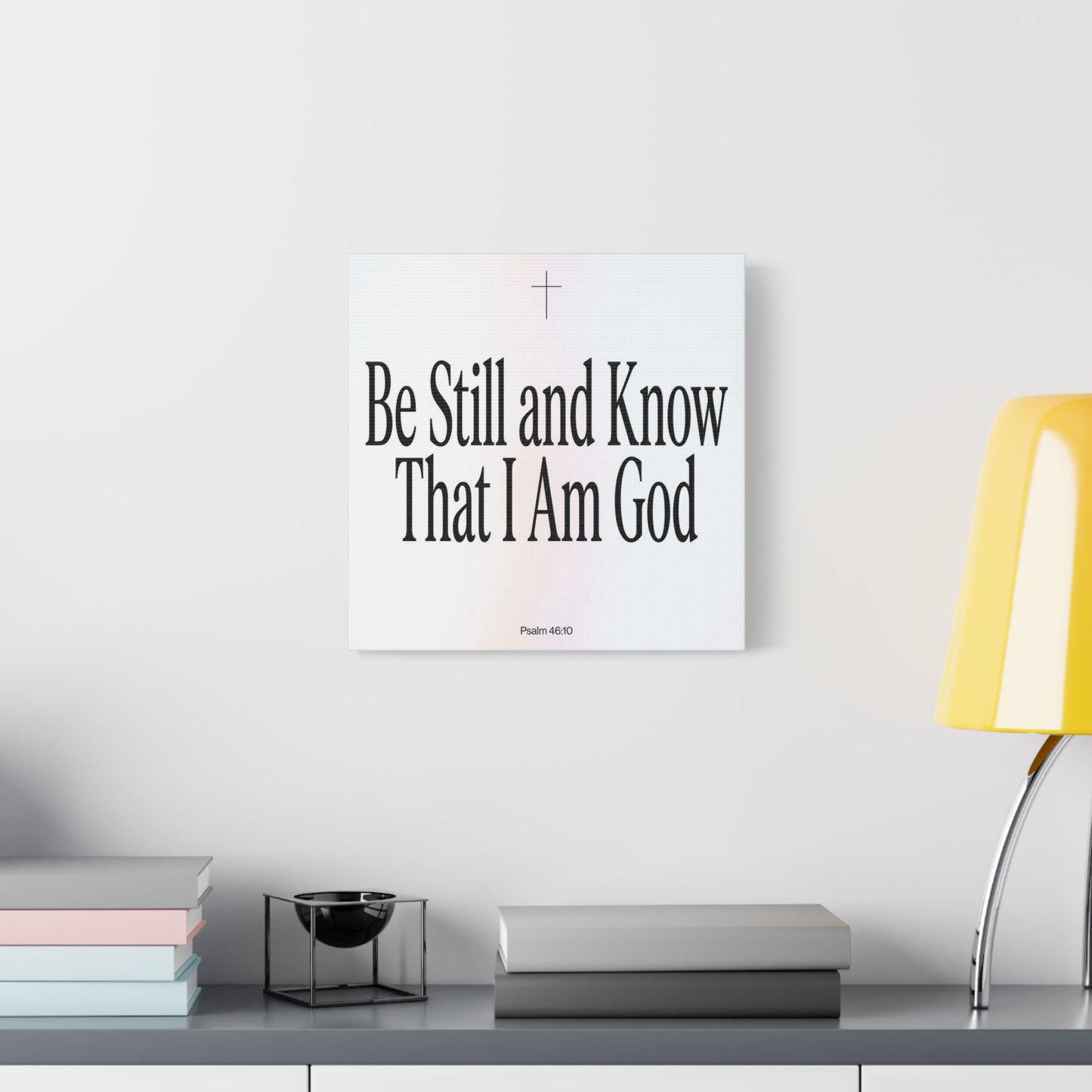 "Be Still And Know That I Am God" Canvas Wall Art - Psalm 46:10 Christian Bible Verse Scripture Print - Minimalist Black White Cross Decor - Bedroom Living Room Home Office Wall Hanging