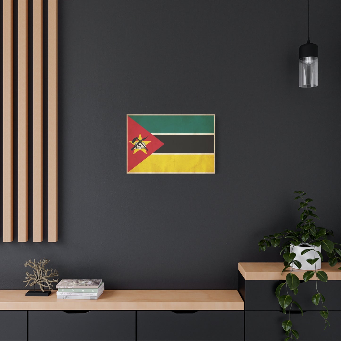 Mozambique Flag Canvas Wall Art - Vintage National Banner Print, Patriotic Home Decor, Cultural Wall Hanging, Living Room Decoration, Office Accent - Bedroom Home Decoration - Modern Farmhouse Style